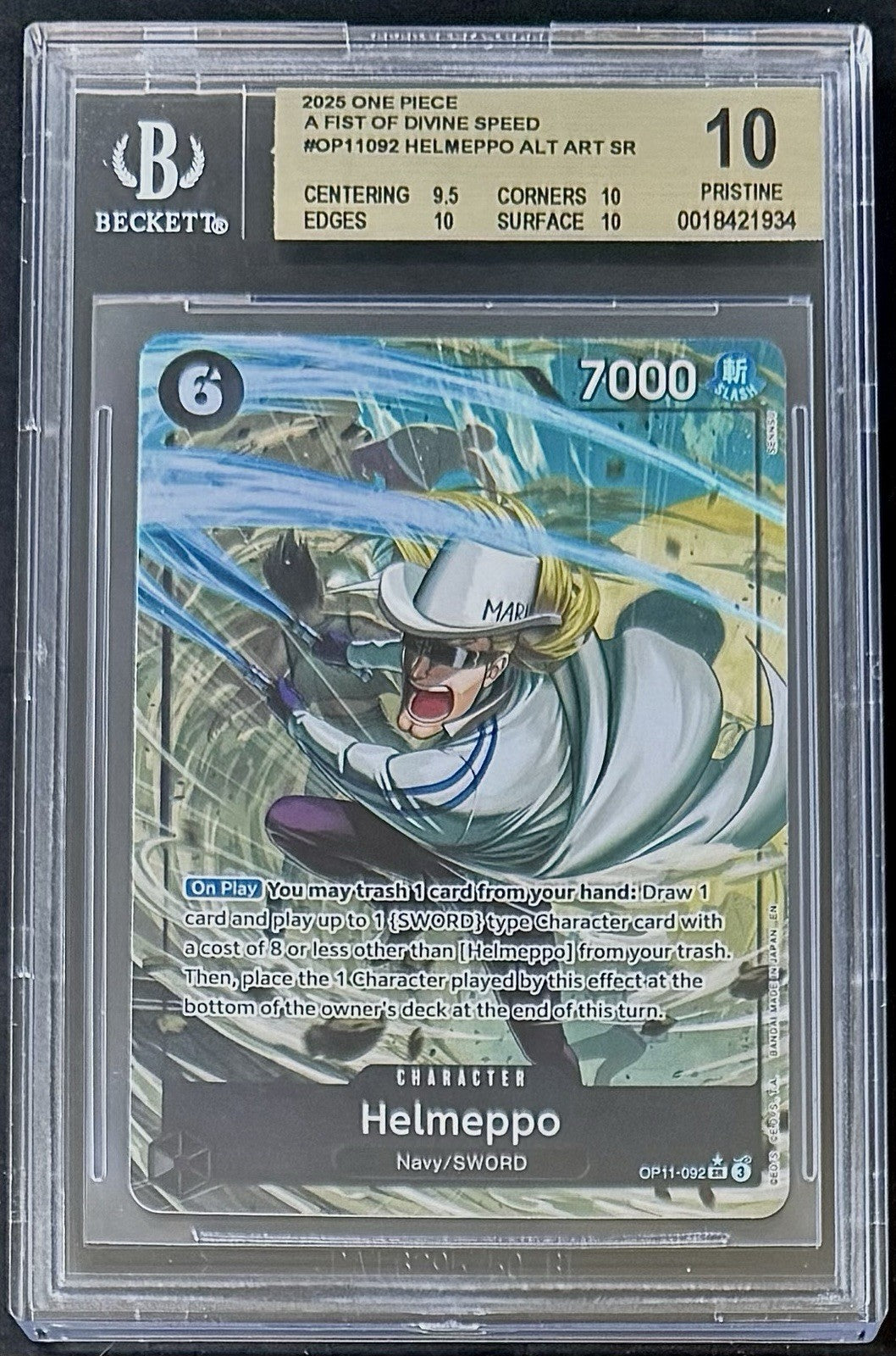 BGS 10 One Piece OP11-092 SR* Helmeppo Alt Art - English - Foil - Graded