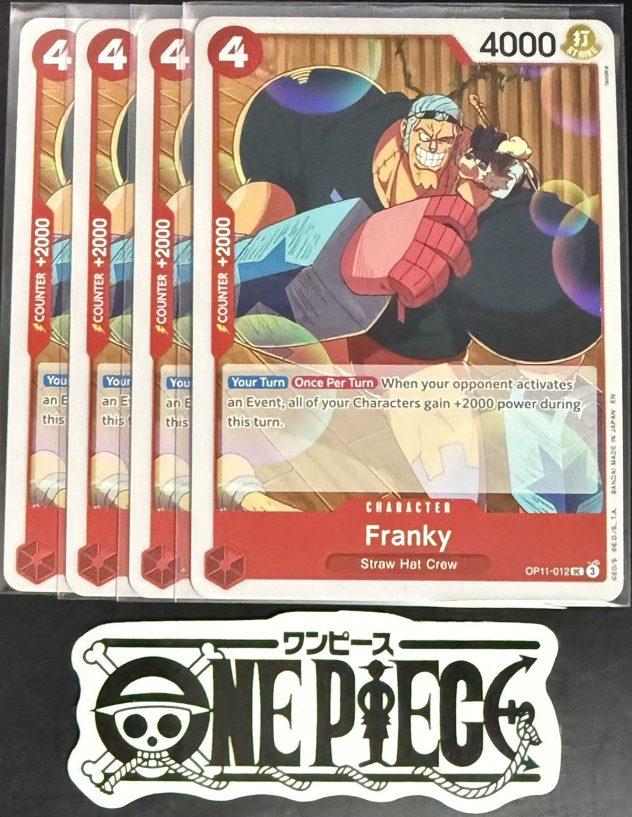 4 x One Piece OP11-012 UC Franky - ENG - Regular - Playset - TCG - NM/M