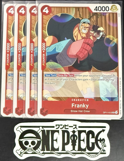 4 x One Piece OP11-012 UC Franky - ENG - Regular - Playset - TCG - NM/M