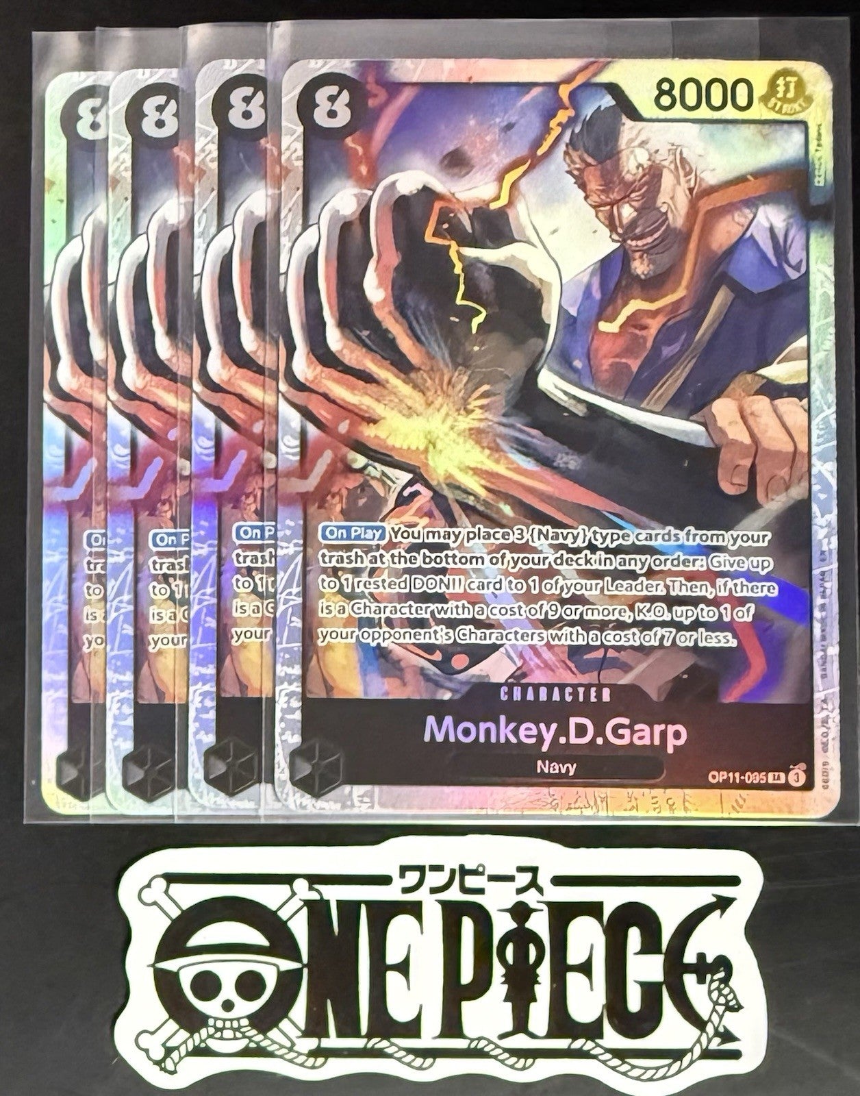 4x One Piece OP11-095 SR - Monkey.D.Garp - EN - Foil - Playset - TCG - NM/M