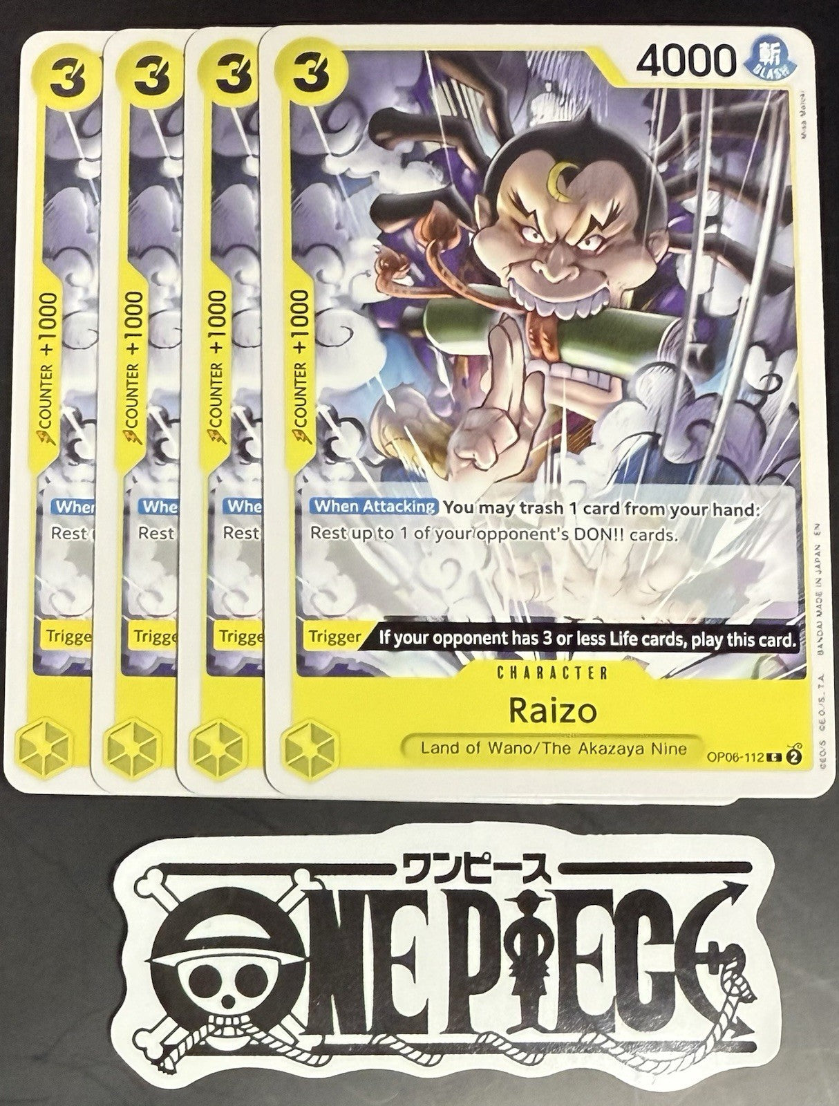 4x One Piece OP06-112 C Raizo - English - Regular - Playset - ST28 - NM/M