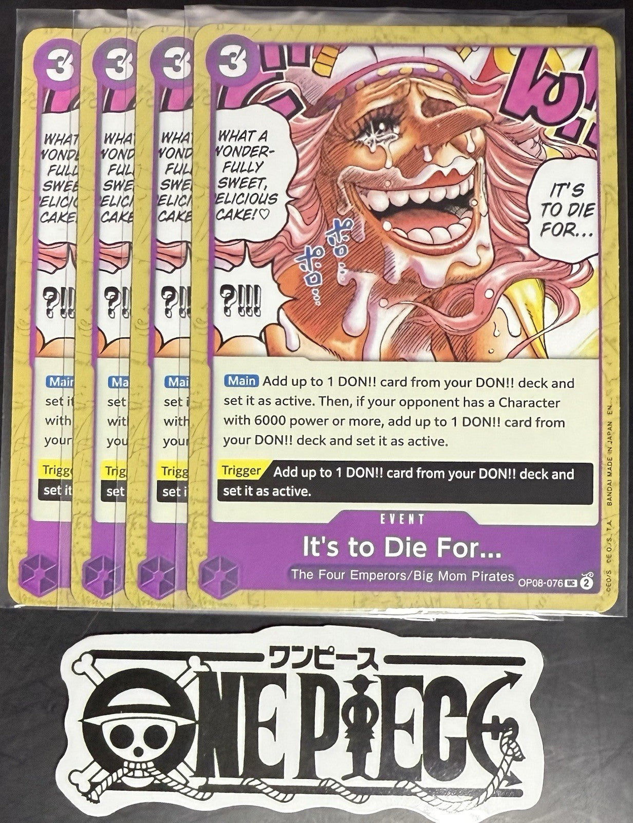 4x One Piece OP08-076 UC It's to Die For - ENG - Regular - Play Set - TCG - NM/M