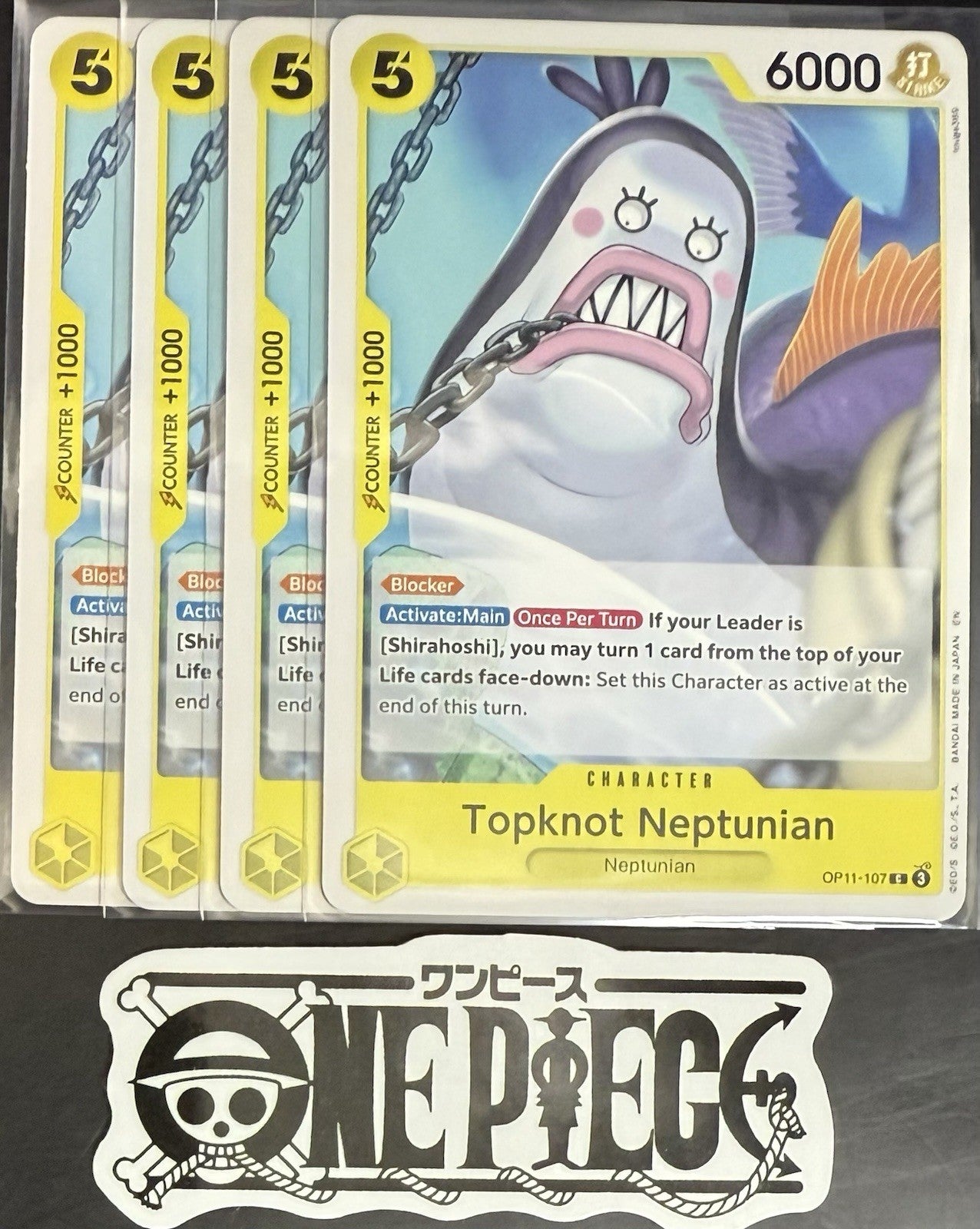 4 x One Piece OP11-107 C Topknot Neptunian- ENG - Regular - Playset - TCG - NM/M