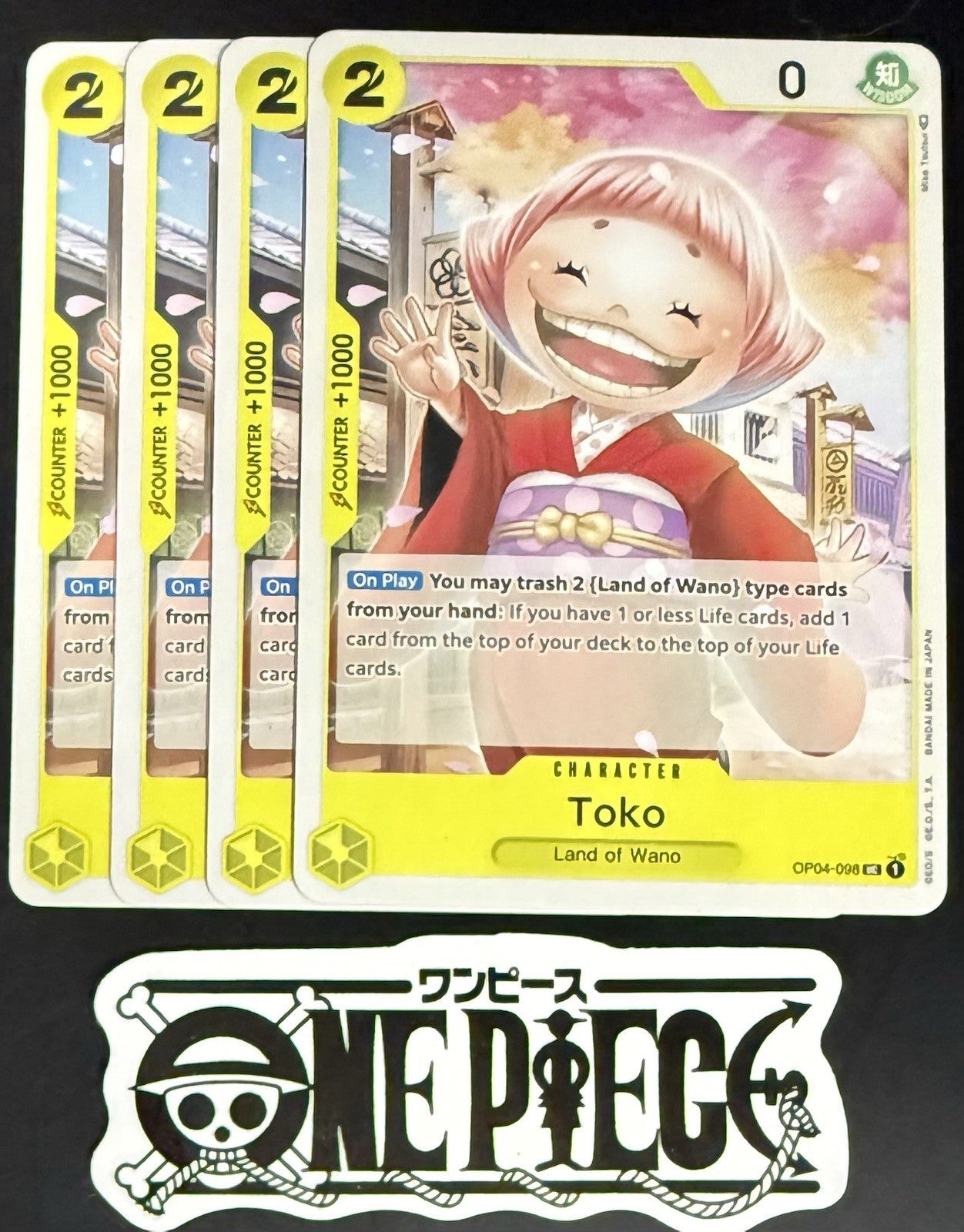 4x One Piece OP04-098 UC Toko - English - Regular - Play Set - TCG - NM/M