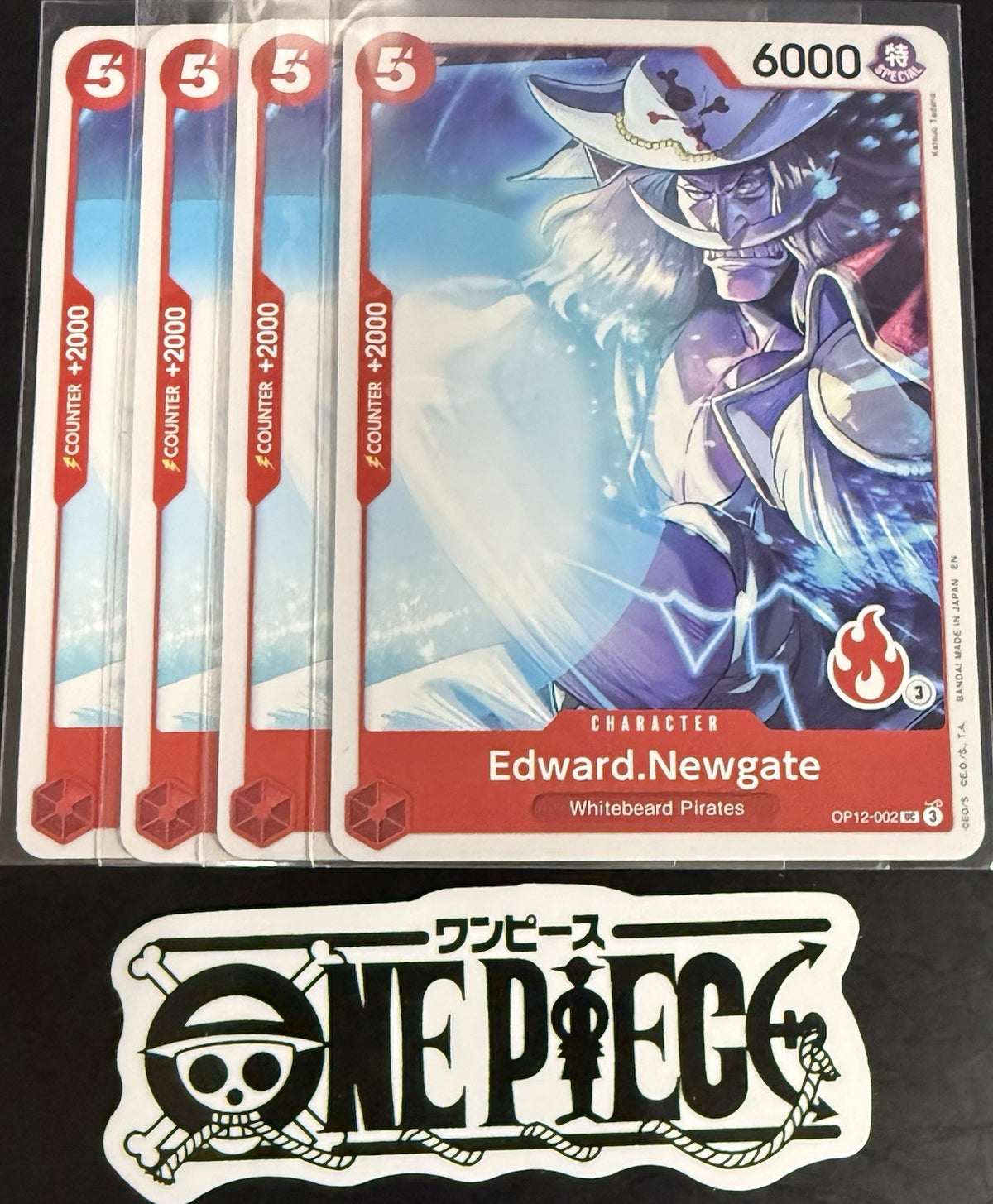 4x One Piece OP12-002 UC - Edward.Newgate - EN - Regular - Play Set - SD01 -NM/M