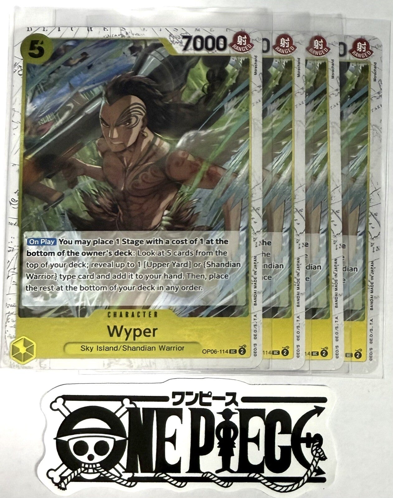 4x One Piece OP06-114 UC Wyper  - Flag Foil - English - TCG - Playset - NM/M