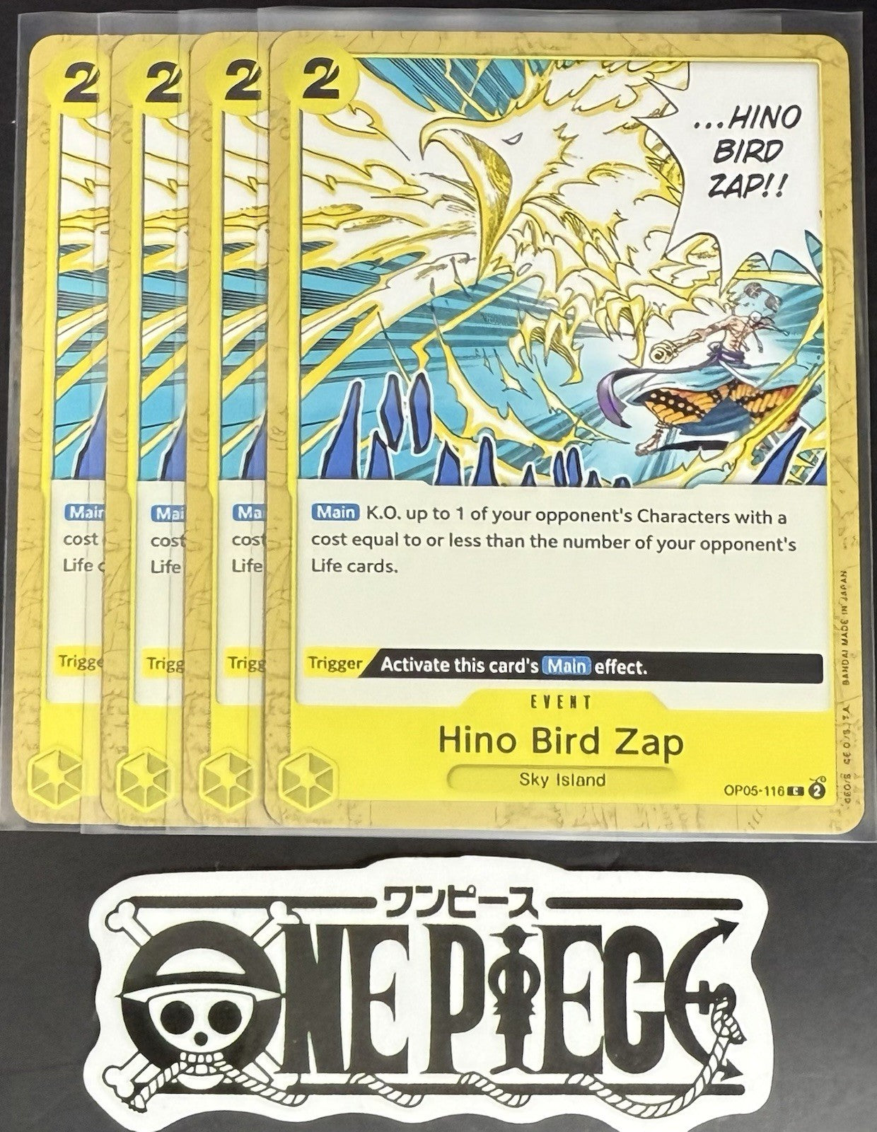 4x One Piece OP05-116 C Hino Bird Zap - ENG - Play Set - Regular - TCG - NM/M
