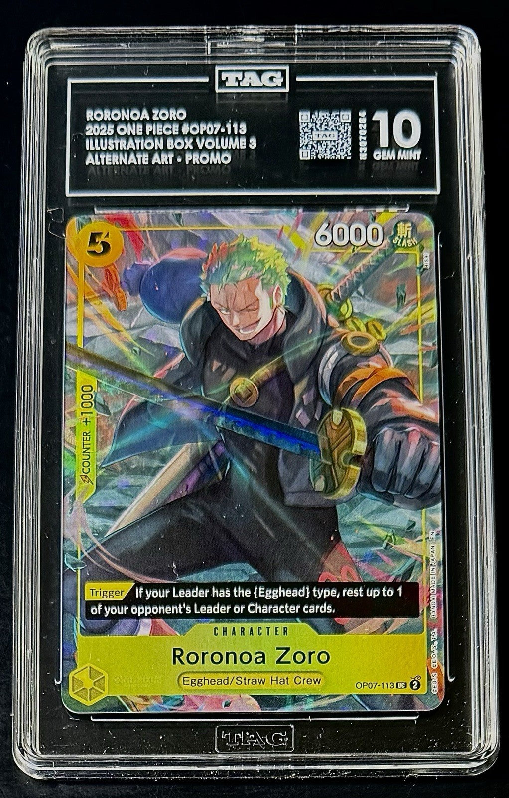 TAG 10 One Piece OP07-113 SR - Roronoa Zoro - EN - Illustration Box 3 - Promo
