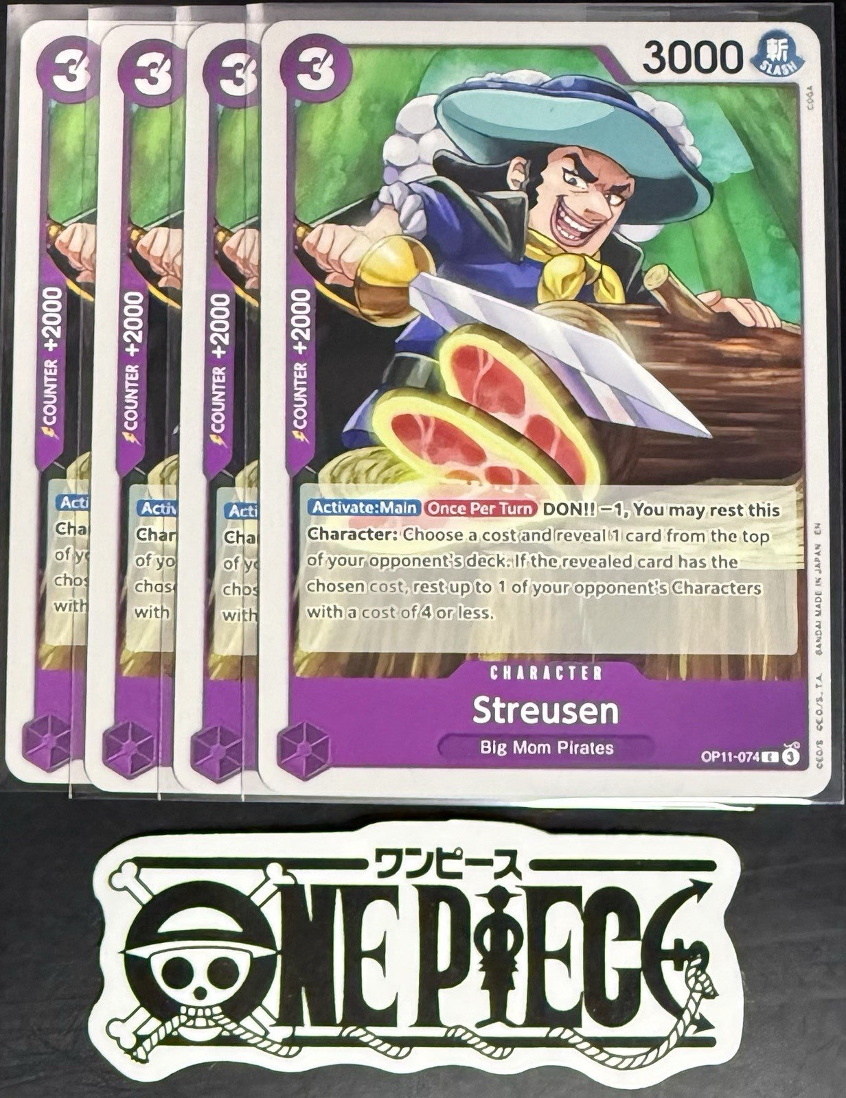 4 x One Piece OP11-074 C Streusen - ENG - Regular - Playset - TCG - NM/M