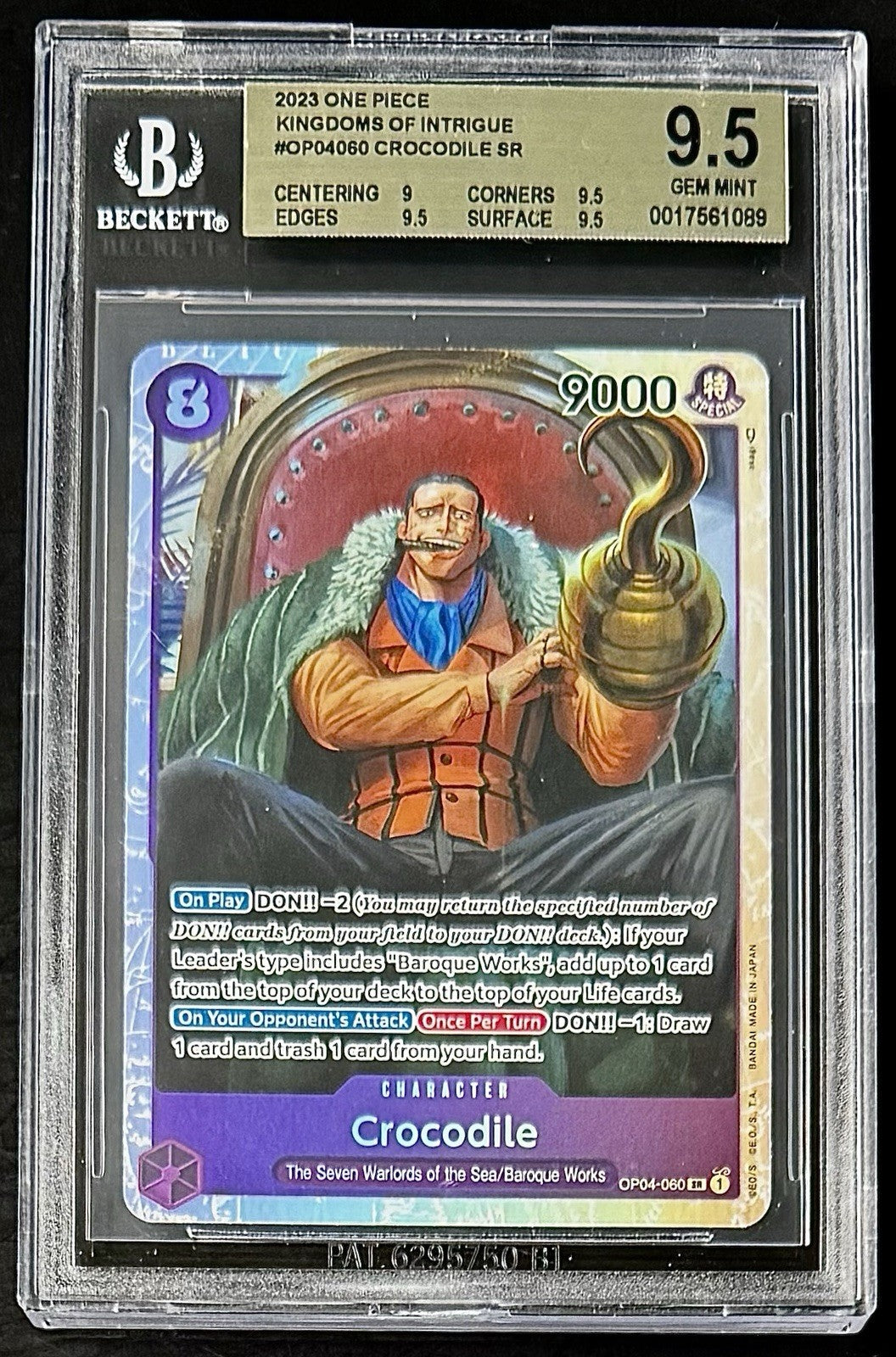 BGS 9.5 One Piece OP04-060 SR Crocodile - English - Kingdoms of Intrigue -Graded