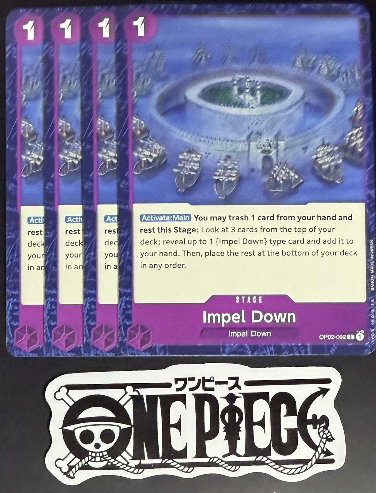 4x One Piece OP02-092 C Impel Down - English - Playset - Regular - TCG - NM/M