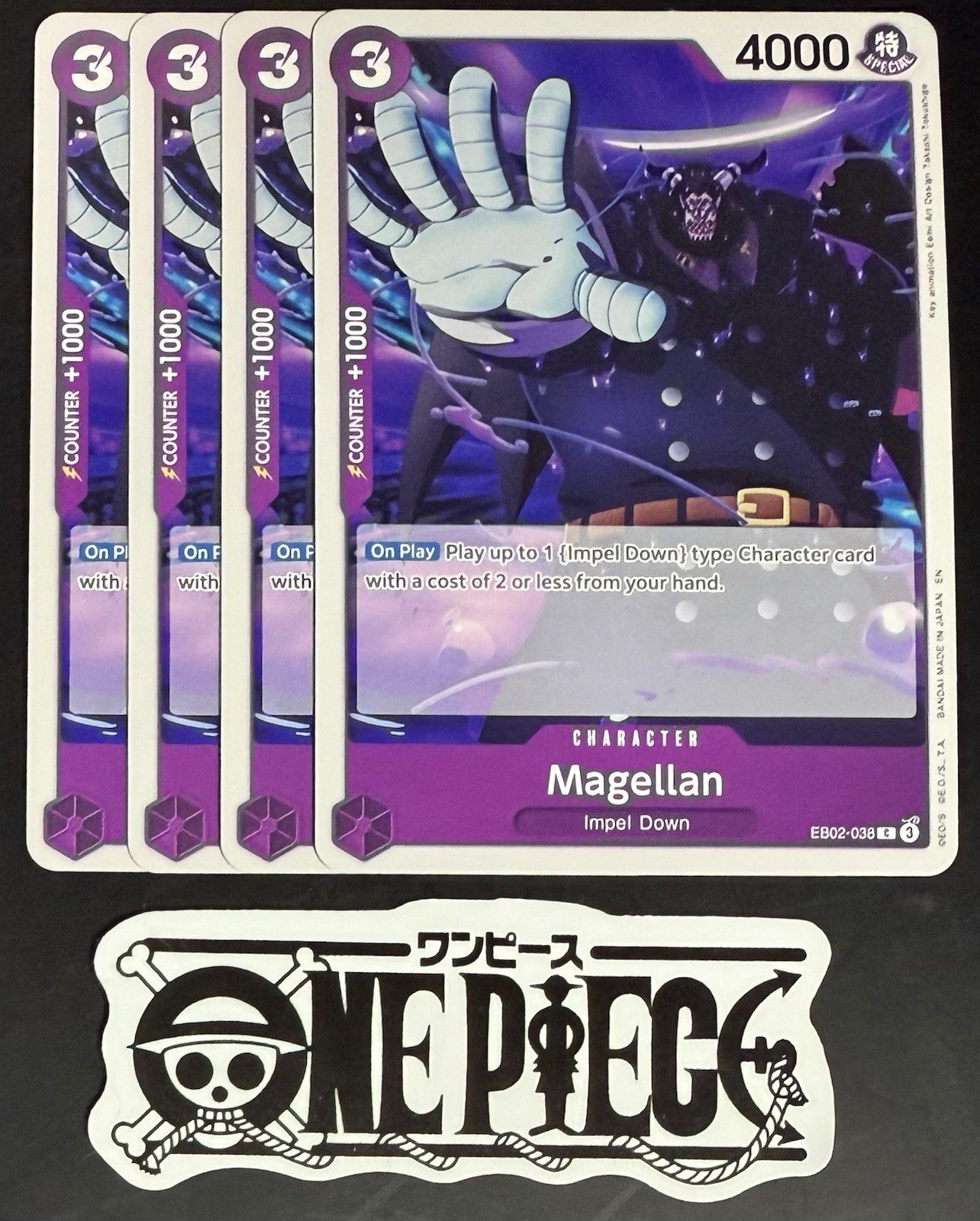4x One Piece EB02-038 C Magellan - English - Regular - Play Set - TCG - NM/M