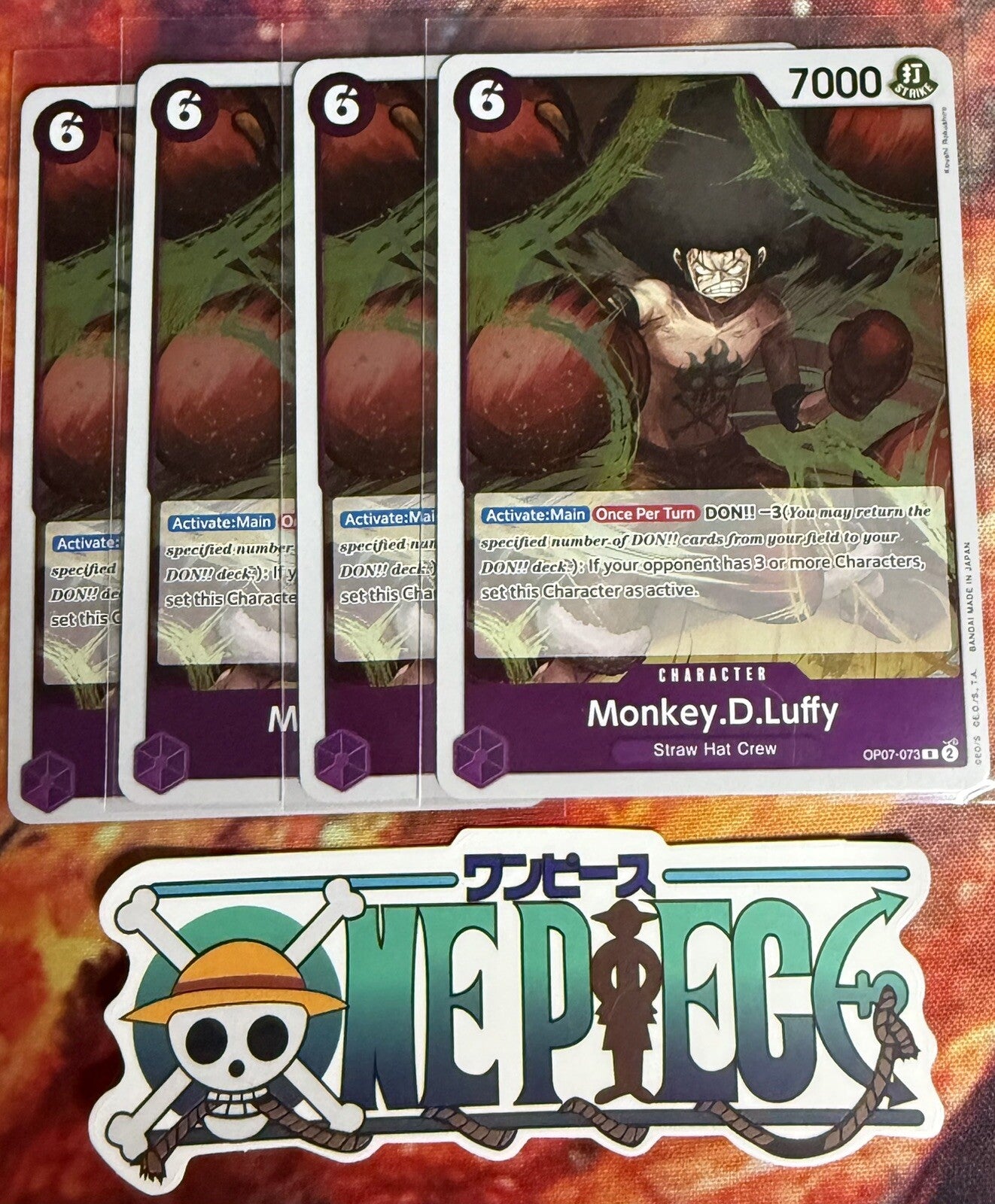 4x One Piece OP07-073 R Monkey.D.Luffy - ENG - Foil - Playset - TCG - NM/M