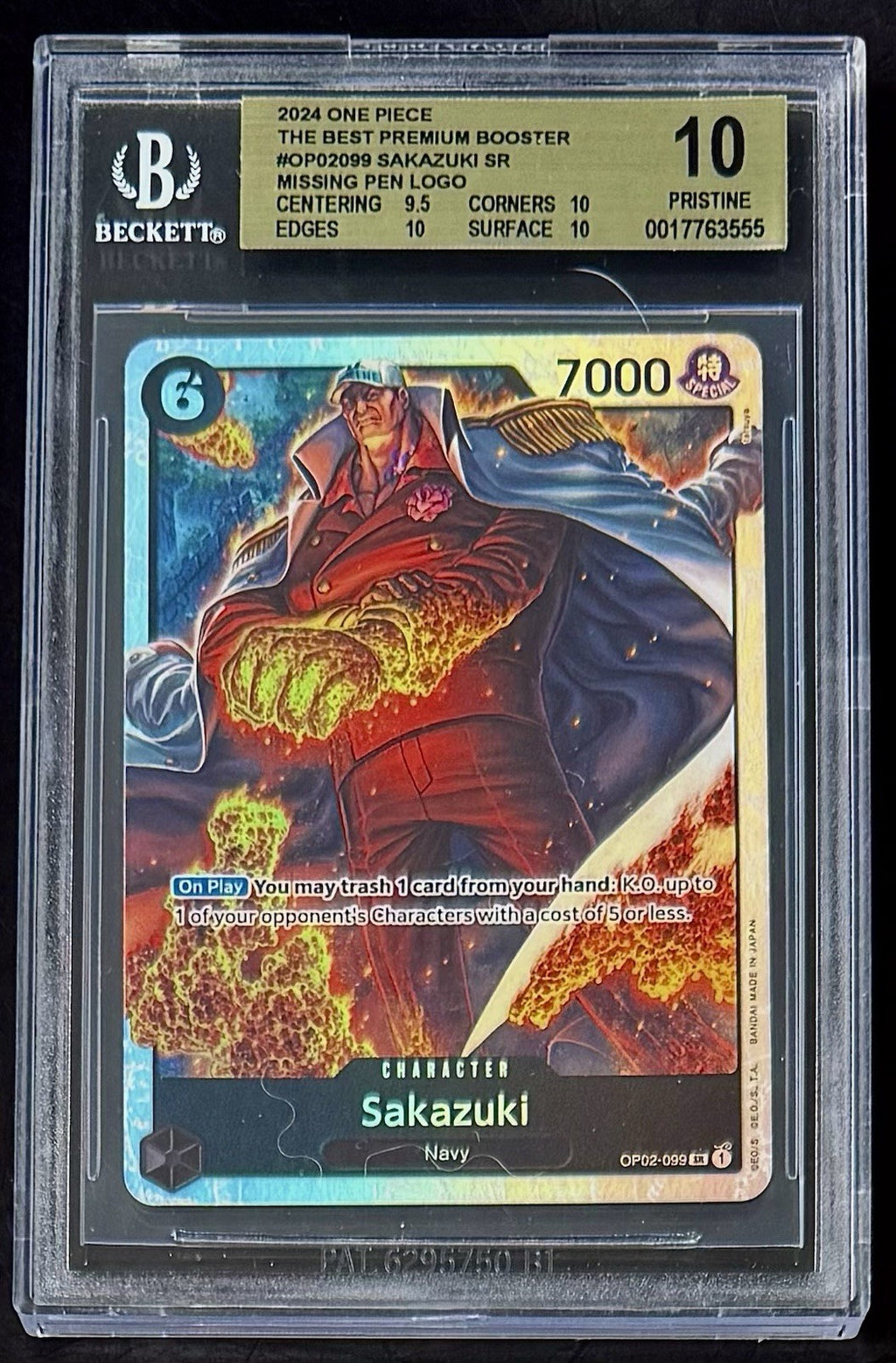 BGS 10 One Piece OP02-099 SR Sakazuki - English - PRB01 The Best - Graded