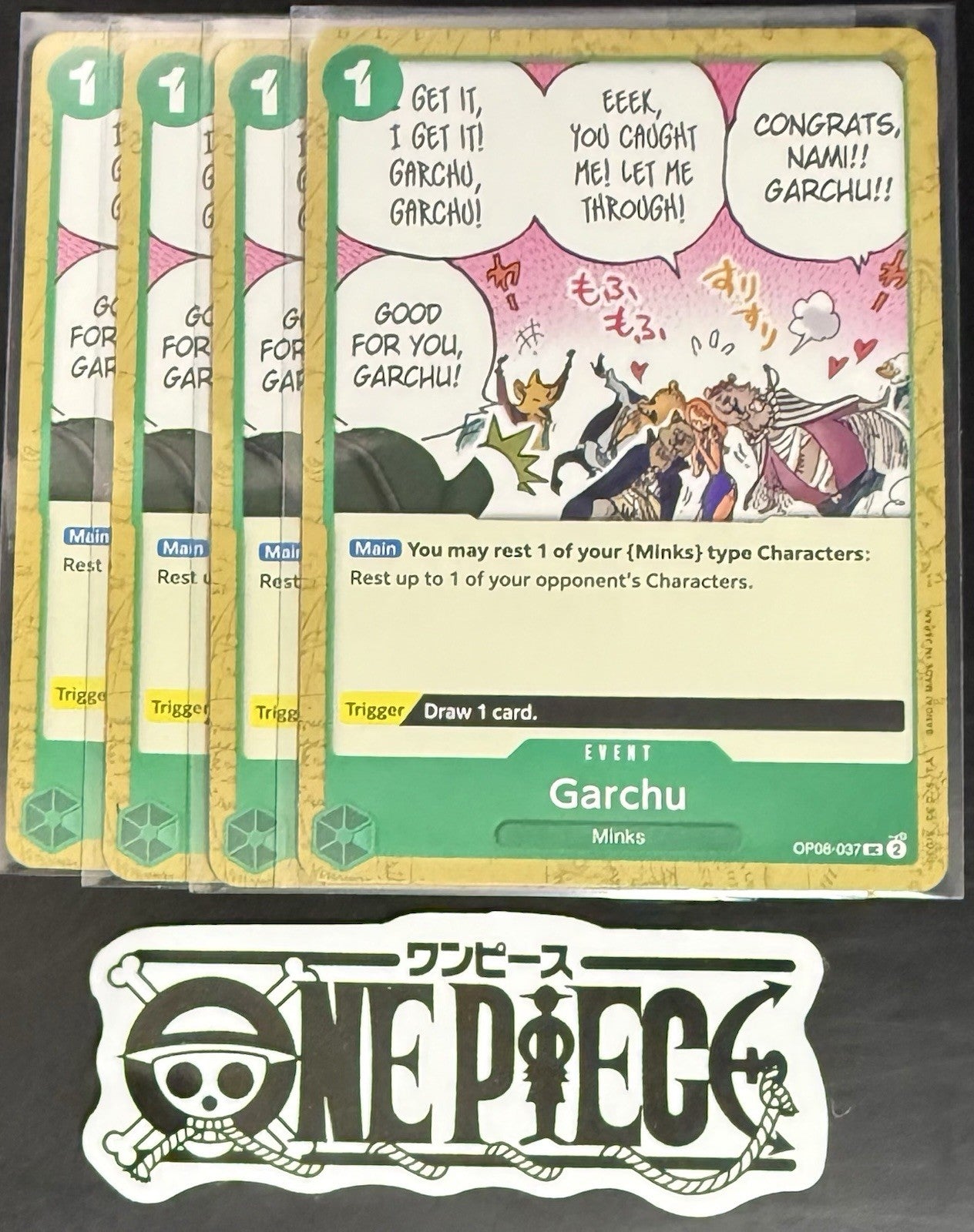 4x One Piece OP08-037 UC Garchu - ENG - Regular - Play Set - TCG - NM/M