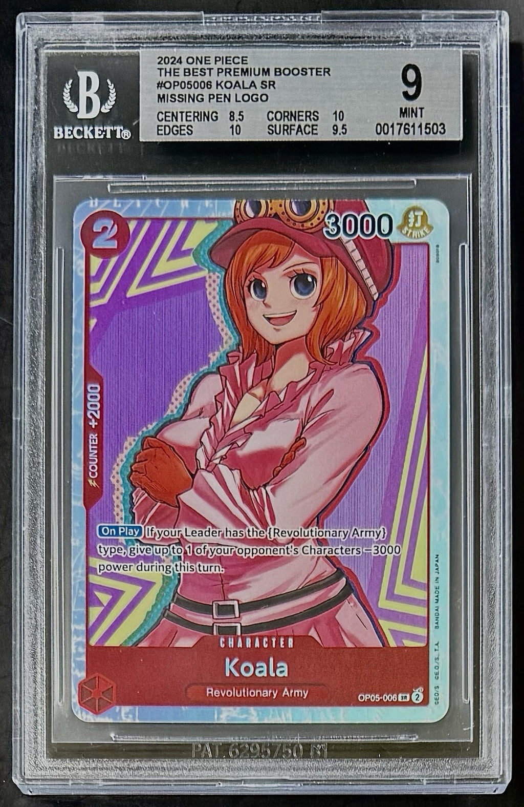 BGS 9 One Piece OP05-006 SR Koala - English - PRB01 - Graded