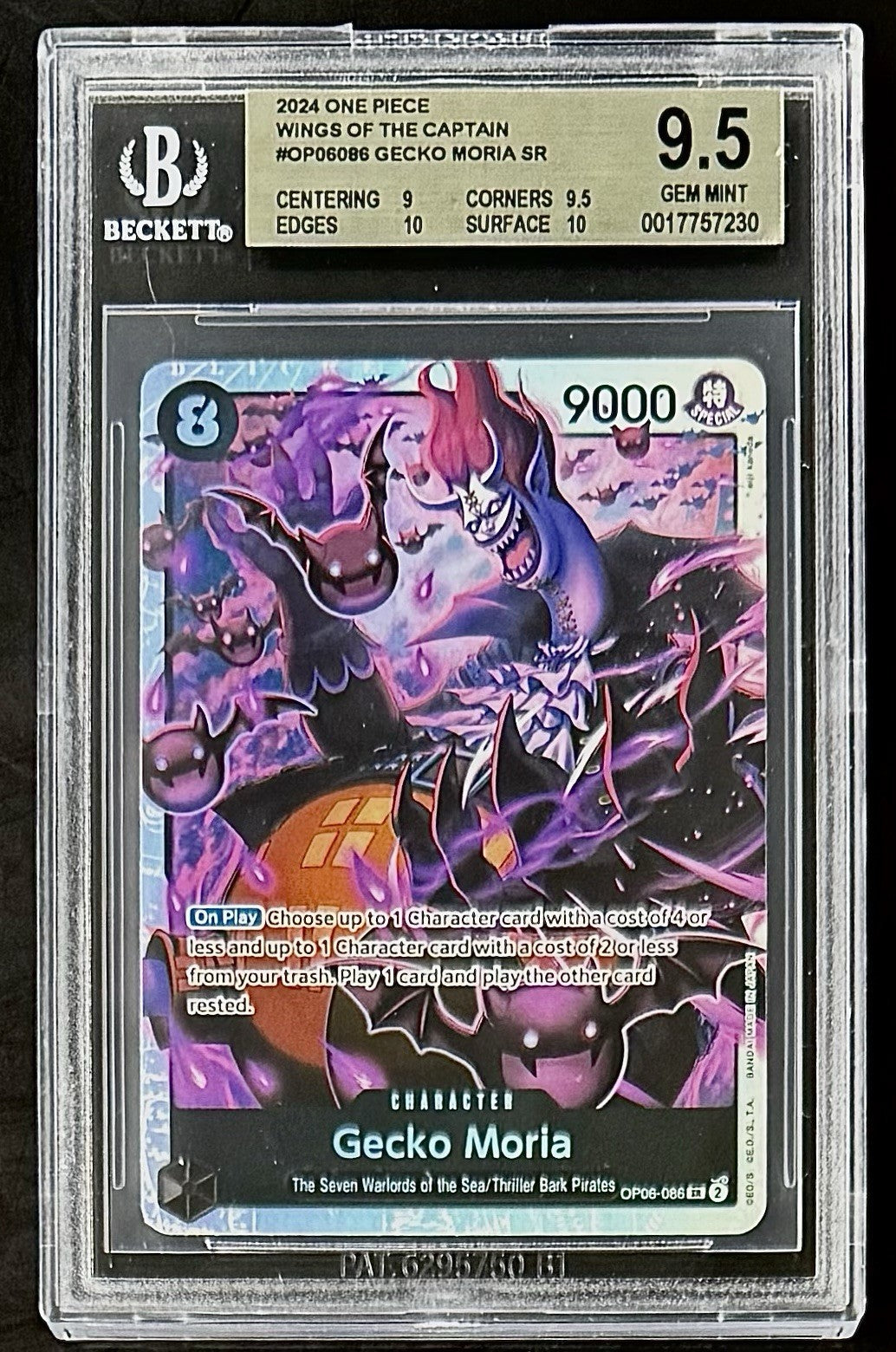 BGS 9.5 One Piece OP06-086 SR Gecko Moria - English - Wings of the Captain