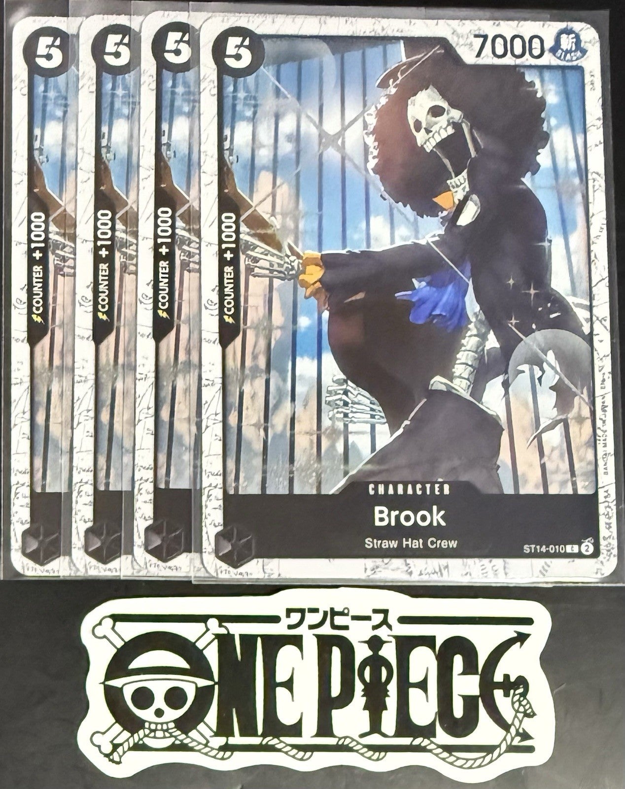 4 x One Piece ST14-010 C Brook - English - PRB02 Foil - Playset - NM/M