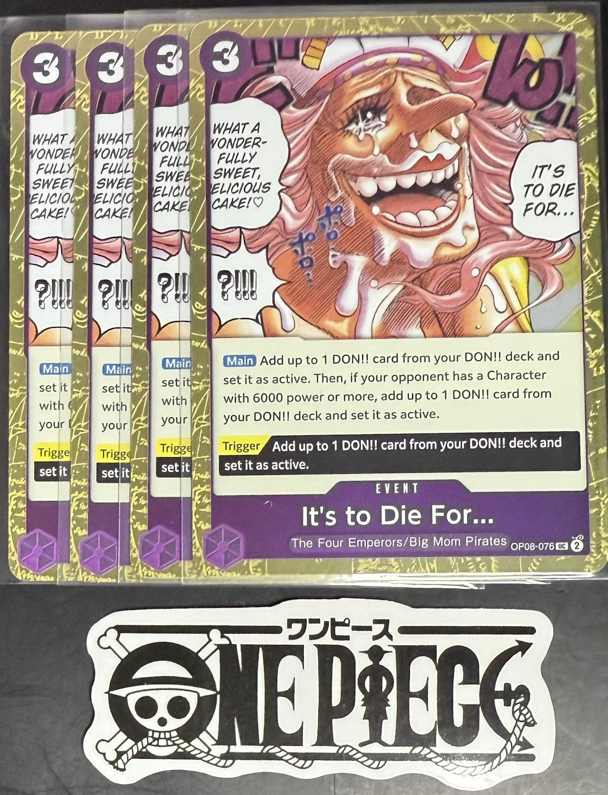 4 x One Piece OP08-076 UC It's to Die For- English - PRB02 Foil - Playset - NM/M