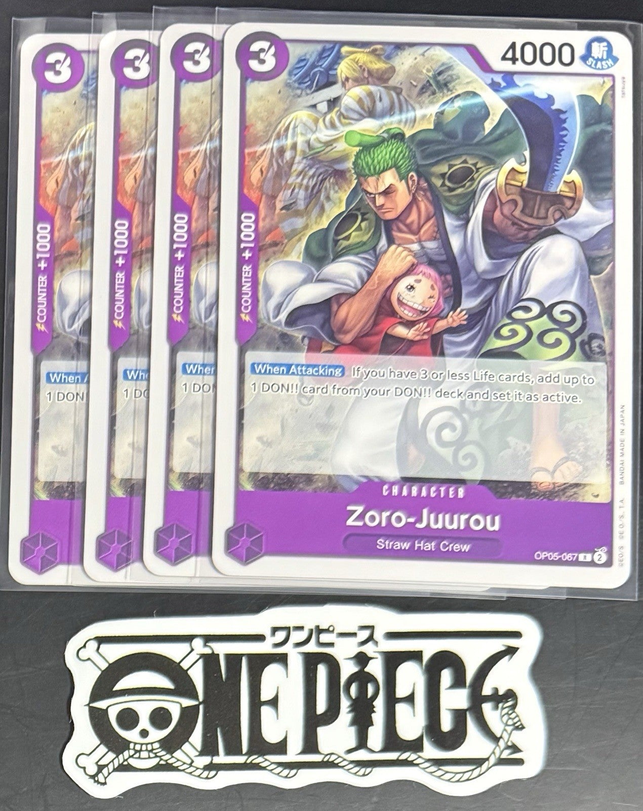 4x One Piece OP05-067 R - Zoro-Juurou - EN - Regular - Play Set - TCG - NM/M