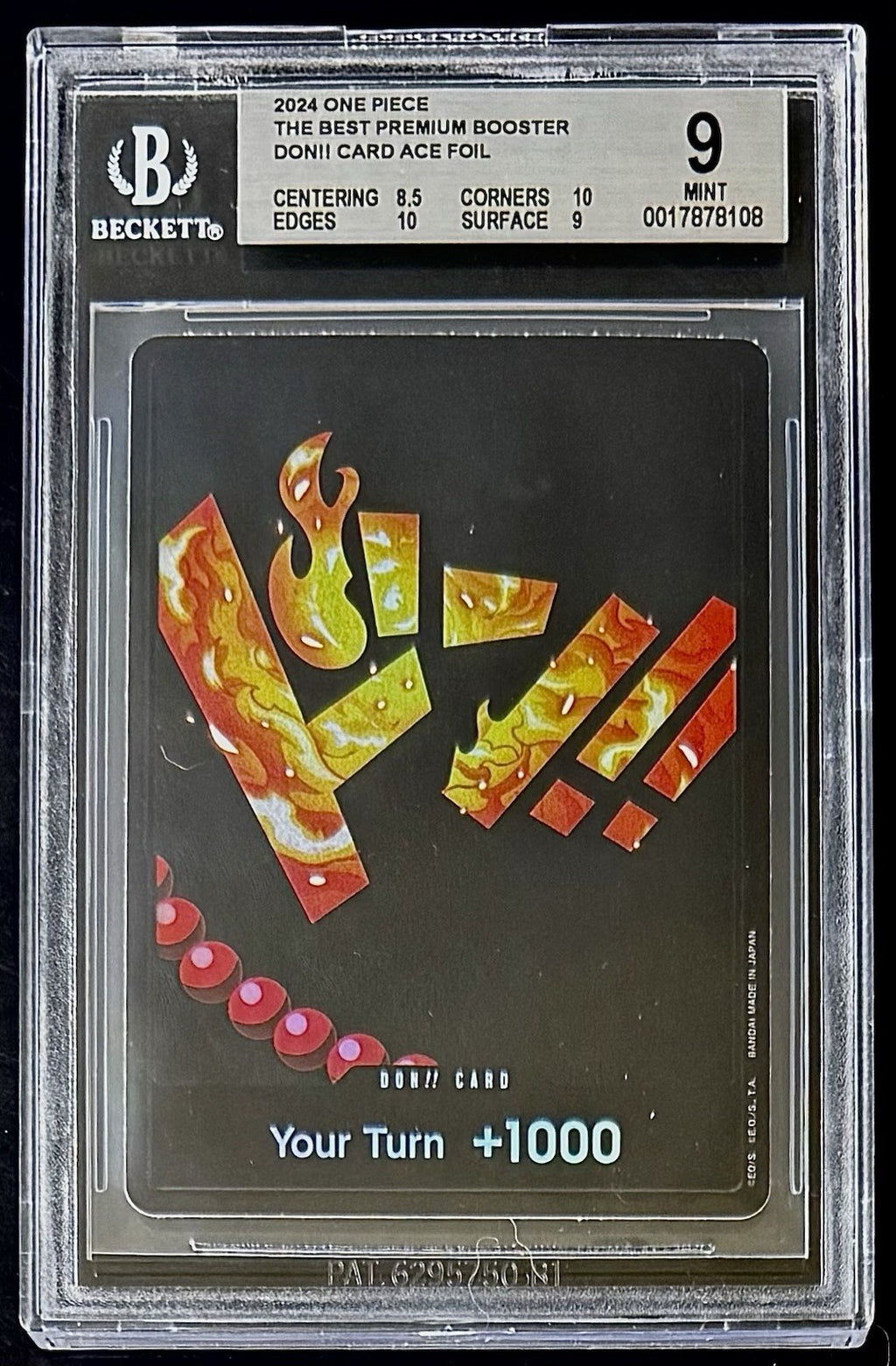BGS 9 One Piece Don!! Card Ace Portgas.D.Ace - English - Foil - PRB01 - Graded