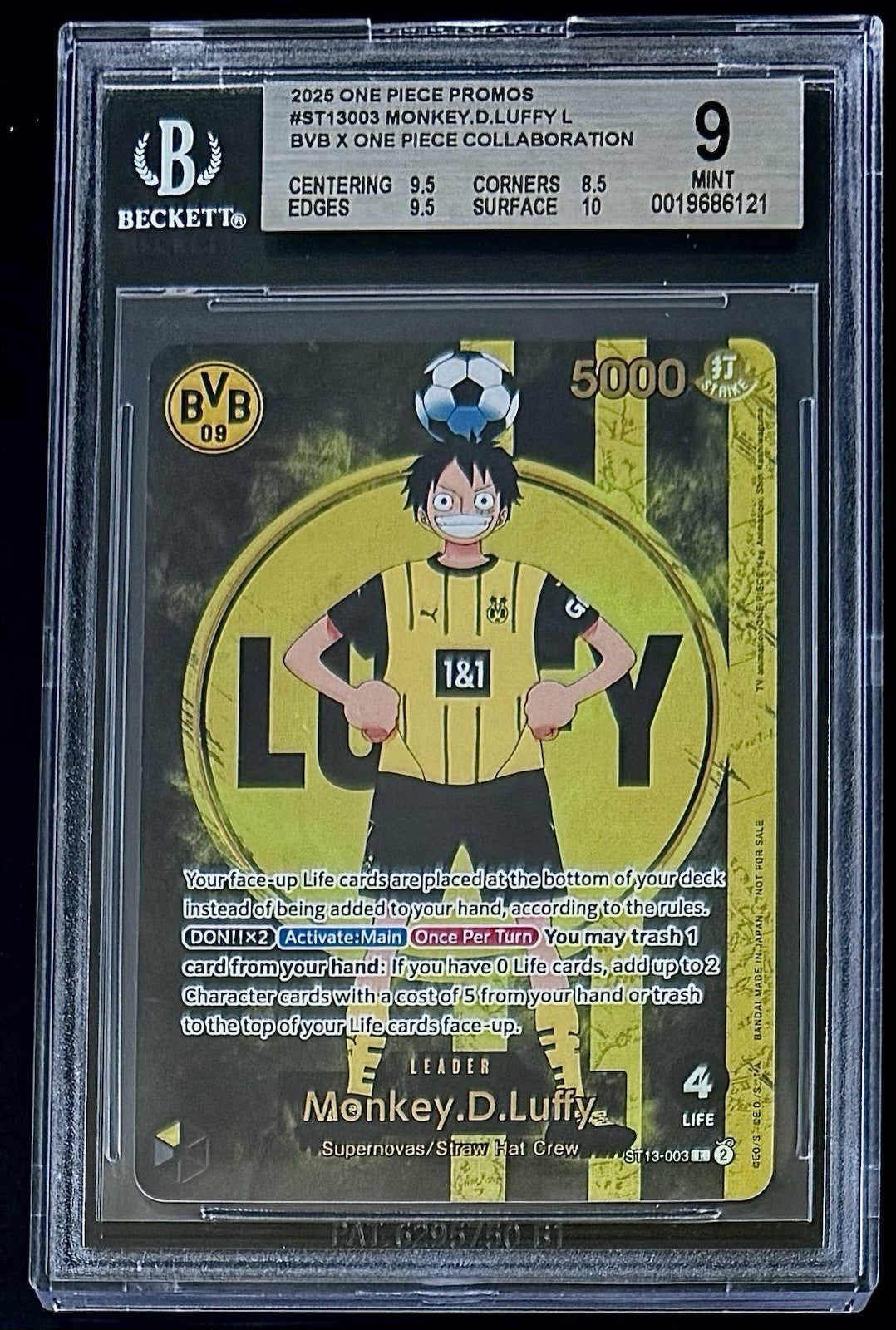 BGS 9 One Piece ST13-003 L Monkey.D.Luffy BVB Dortmund - EN - Foil - Graded