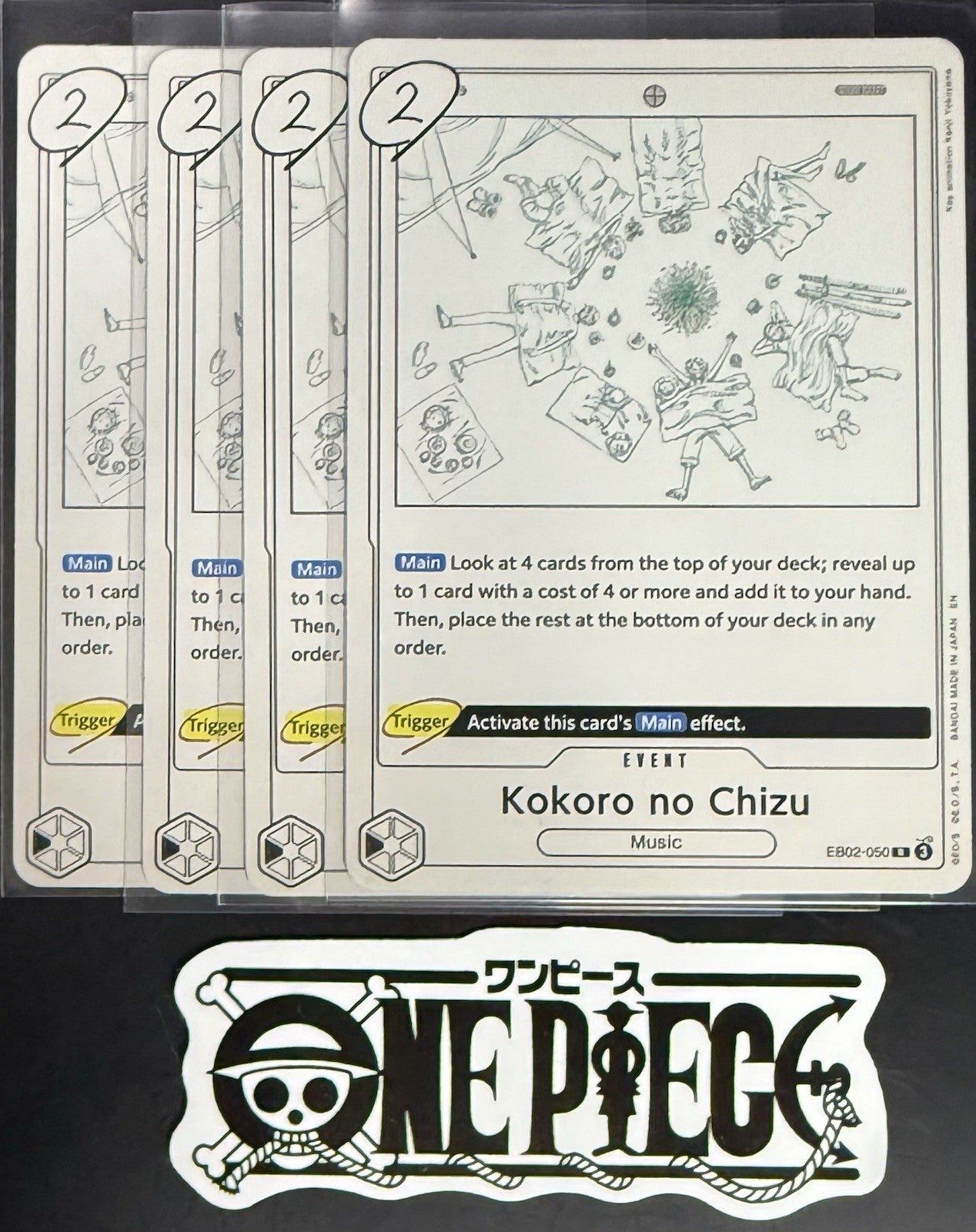 4x One Piece EB02-050 R Kokoro no Chizu - English - Foil - Play Set - TCG - NM/M