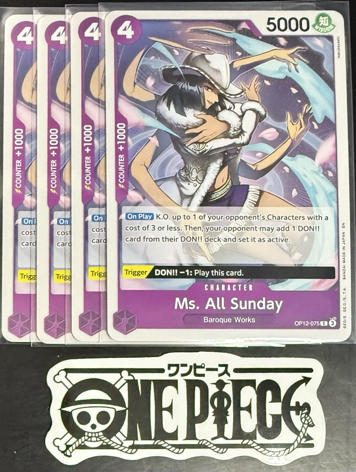 4 x One Piece OP12-075 C Ms. All Sunday - ENG - Regular - Playset - NM/M