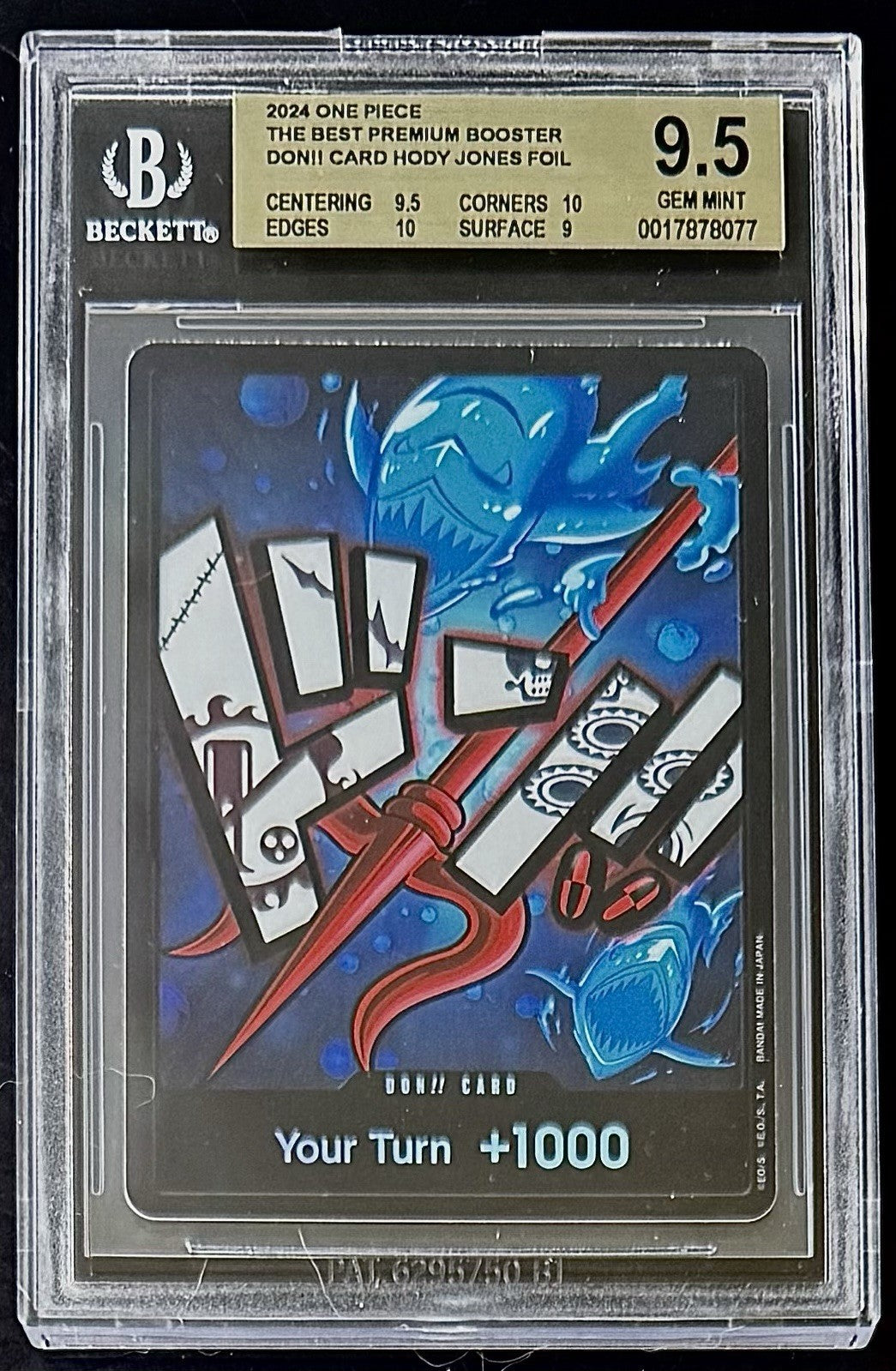 BGS 9.5 One Piece Don!! Card Hody Jones - English - Foil - PRB01 - Graded