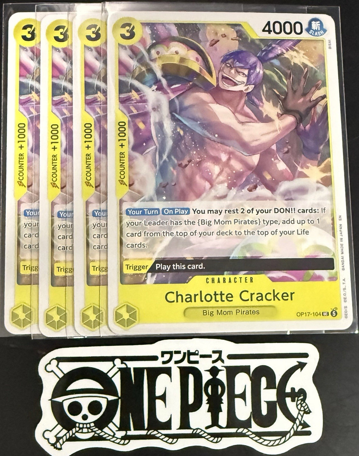 4x One Piece OP17-104 UC - Charlotte Cracker- EN - Regular - Play Set - NM/M