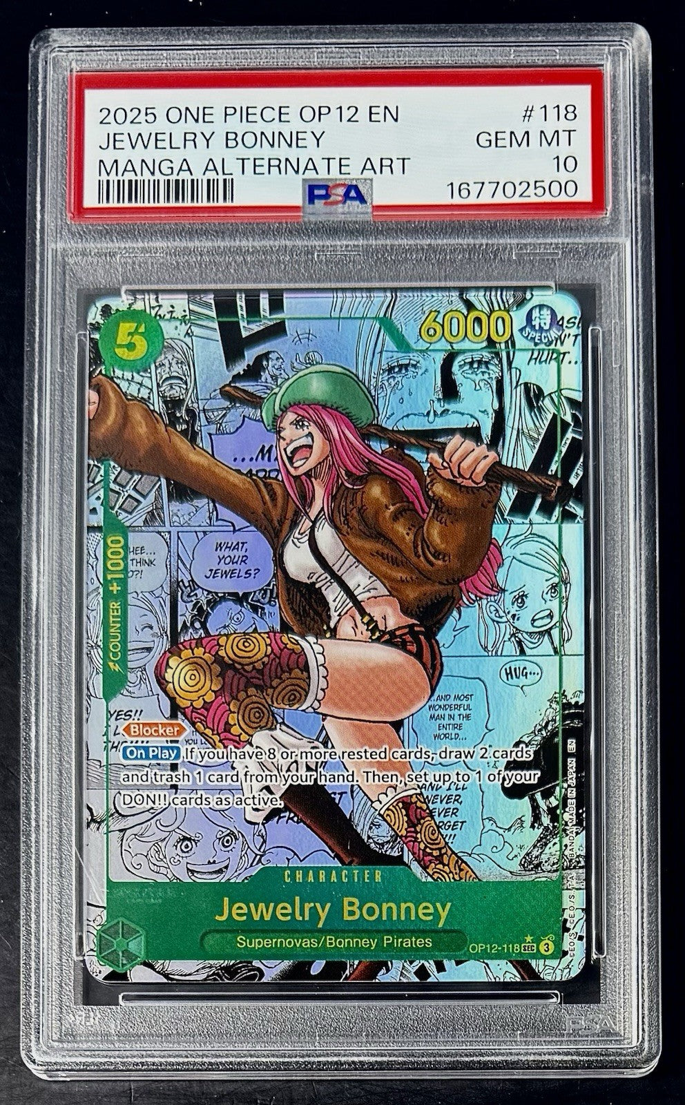 PSA 10 One Piece OP12-118 SEC* - Jewelry Bonney - Manga Alt Art - EN