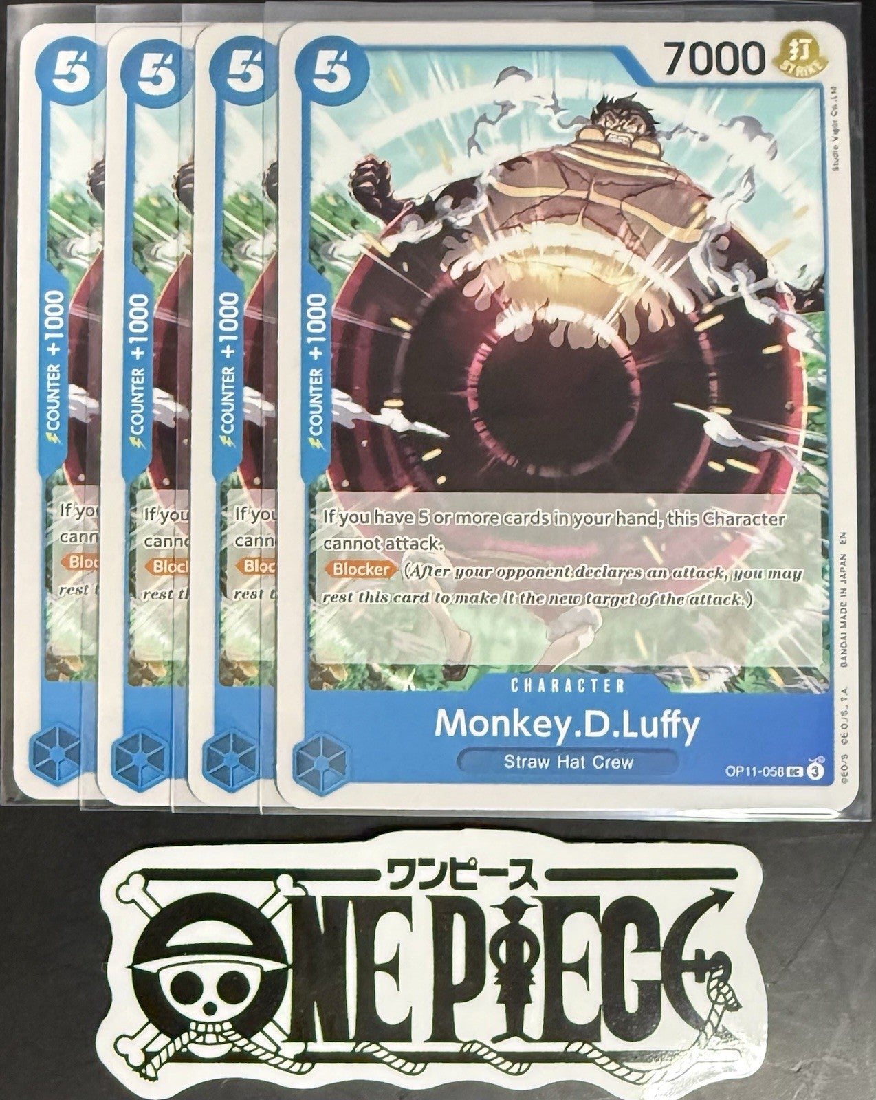 4 x One Piece OP11-058 UC Monkey.D.Luffy - ENG - Regular - Playset - TCG - NM/M