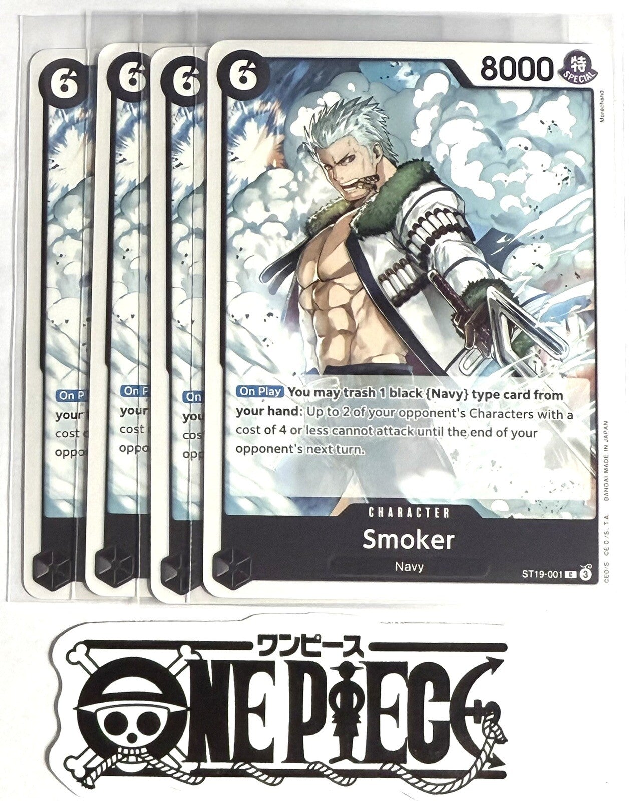 4x One Piece ST19-001 C Smoker - English - Regular - Playset - TCG - NM/M