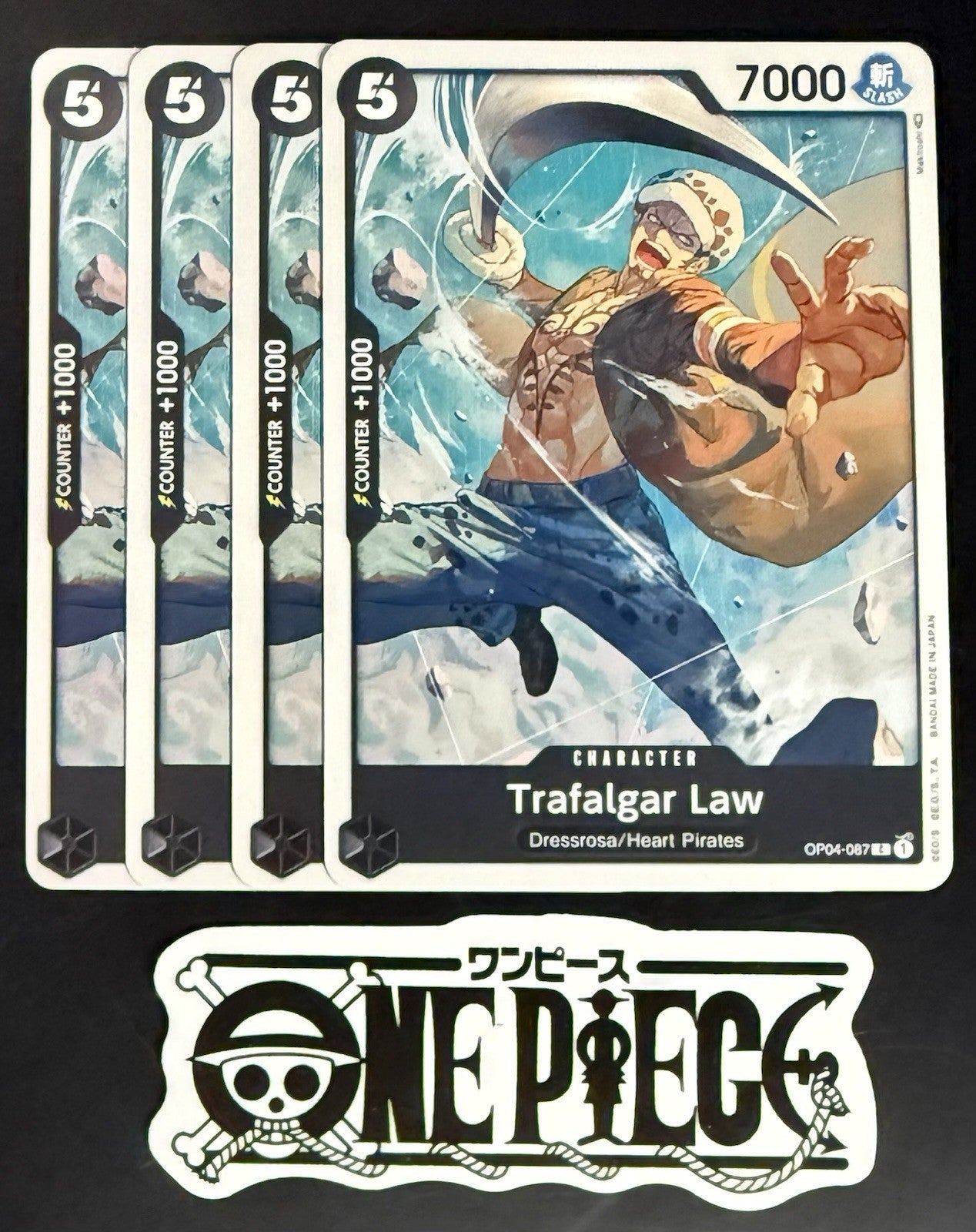 4x One Piece OP04-087 C Trafalgar Law - English - Regular - Play Set - TCG -NM/M