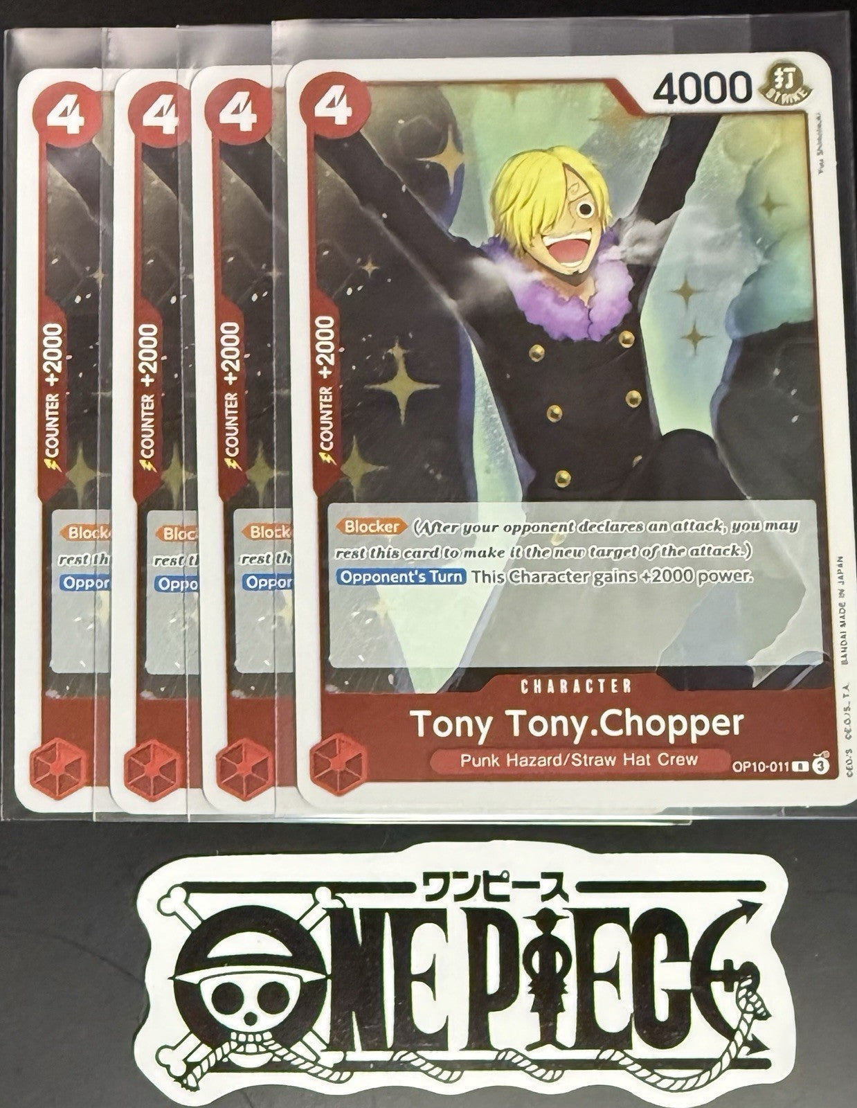4x One Piece OP10-011 R Tony Tony.Chopper - ENG - Foil - Playset - TCG - NM/M