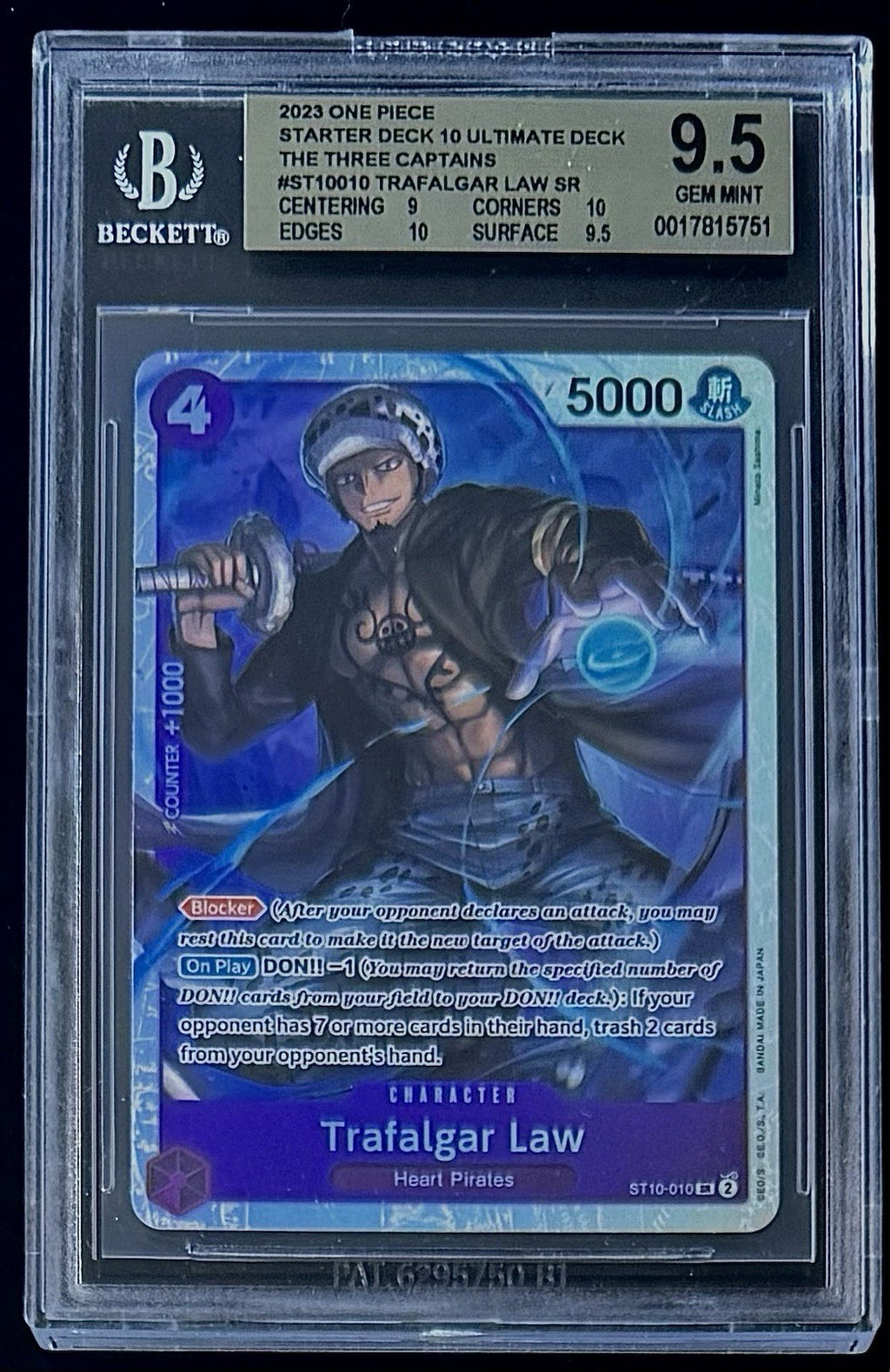 BGS 9.5 One Piece ST10-010 SR - Trafalgar Law - EN -  Foil - The Three Captains