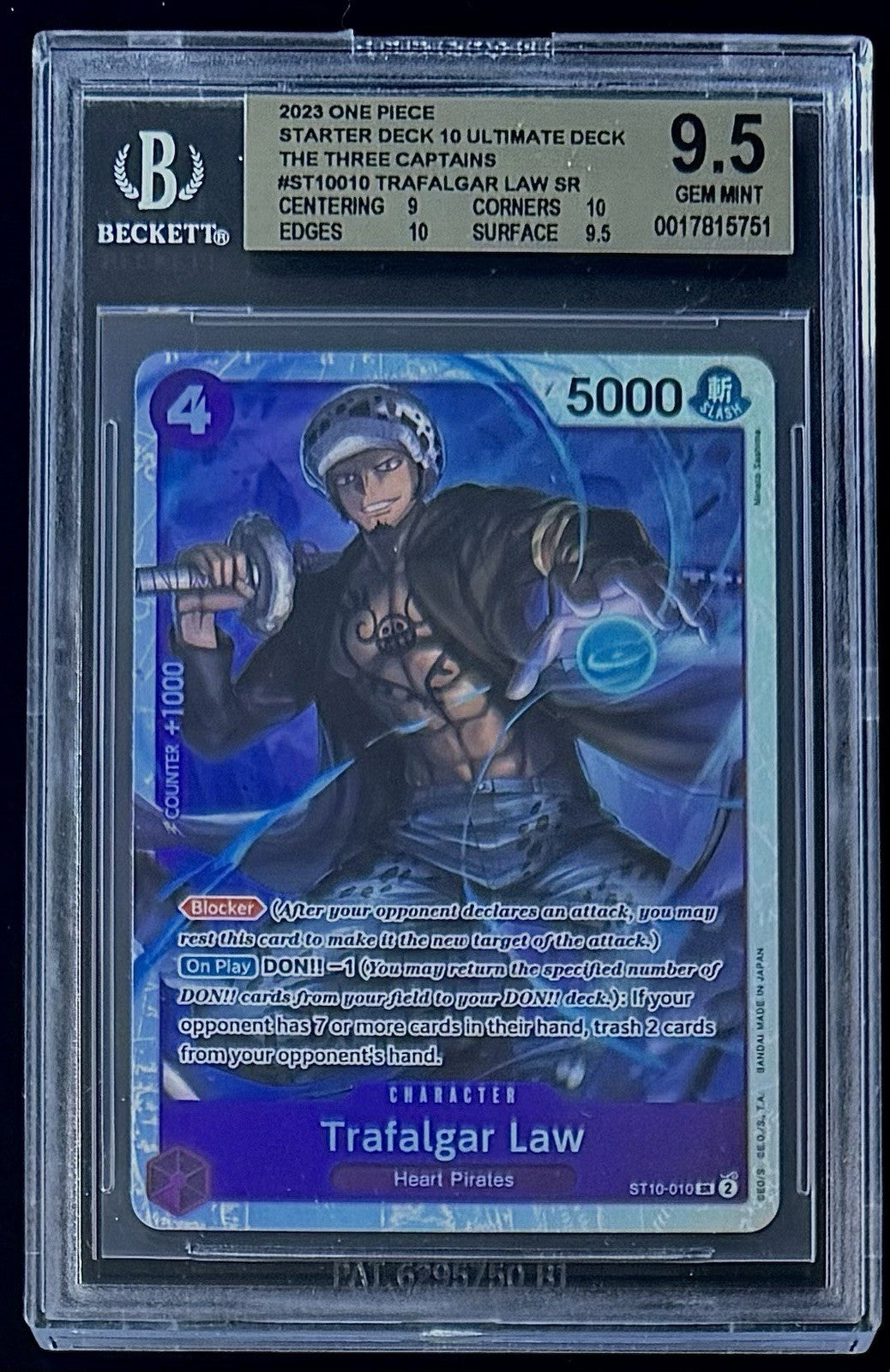 BGS 9.5 One Piece ST10-010 SR - Trafalgar Law - EN -  Foil - The Three Captains