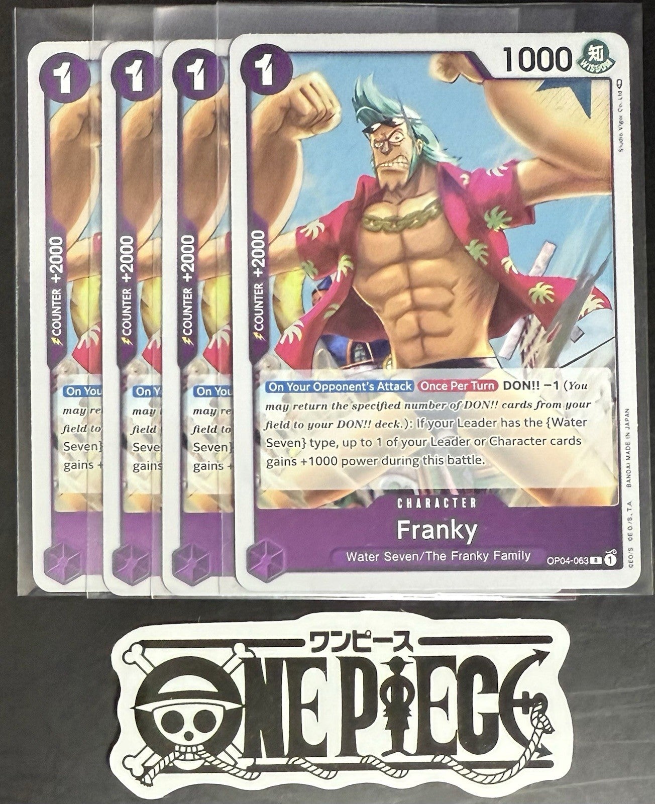 4x One Piece OP04-063 R Franky - English - Foil - Play Set - TCG - NM/M