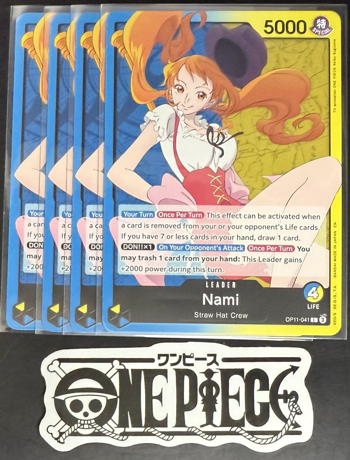 4 x One Piece OP11-041 L Nami - ENG - Regular - TCG - NM/M