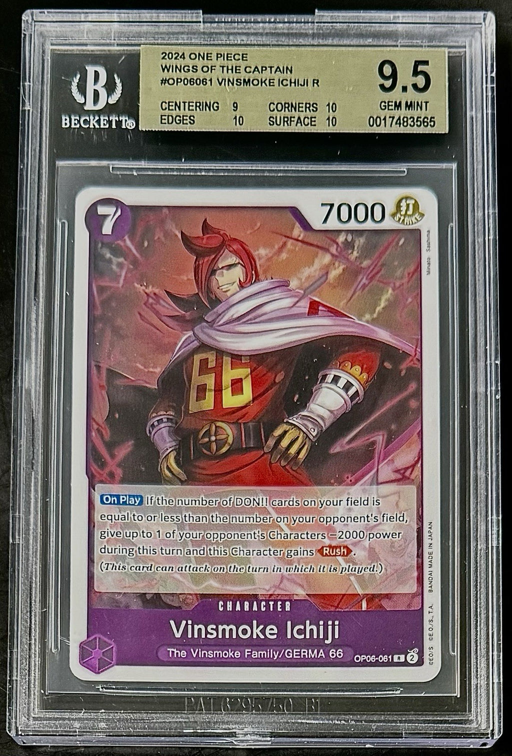 BGS 9.5 One Piece OP06-061 R Vinsmoke Ichiji - English - Wings of the Captain