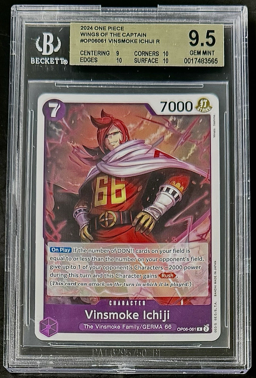 BGS 9.5 One Piece OP06-061 R Vinsmoke Ichiji - English - Wings of the Captain