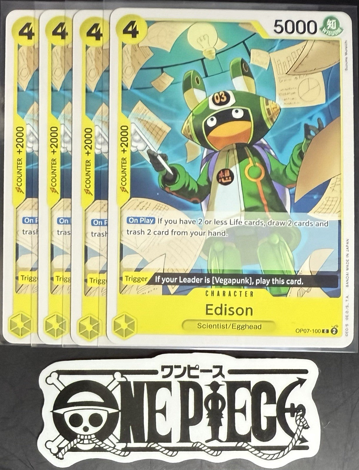 4x One Piece OP07-100 C Edison - English - Regular - Play Set - NM/M