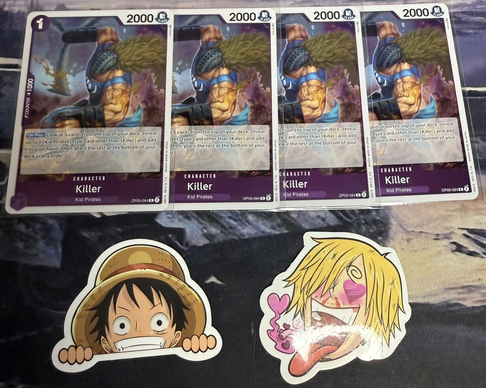 4x One Piece OP05-064 R Killer - ENG - Foil - Playset - TCG - NM/M