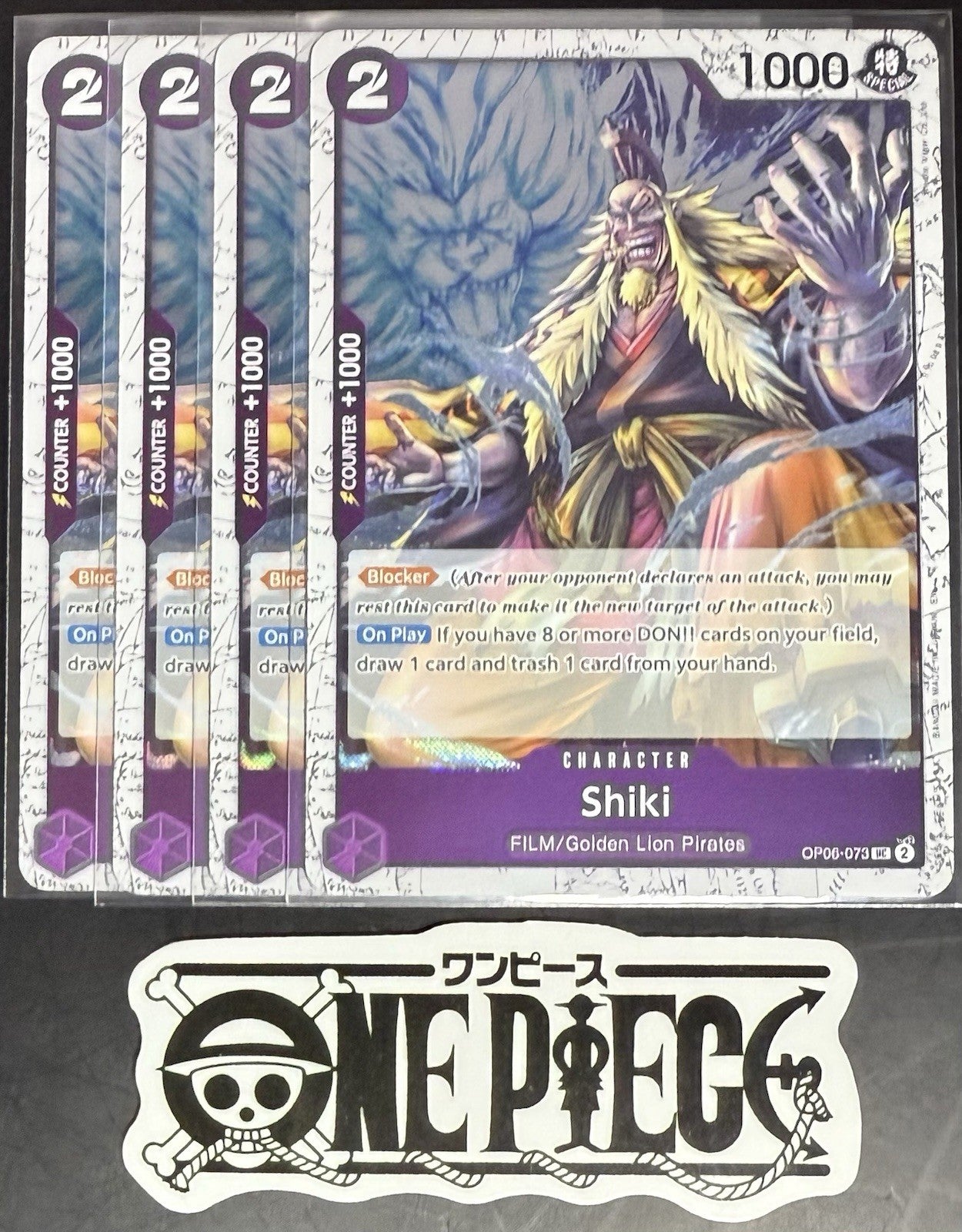 4 x One Piece OP06-073 UC Shiki - English - PRB02 Foil - Playset - NM/M
