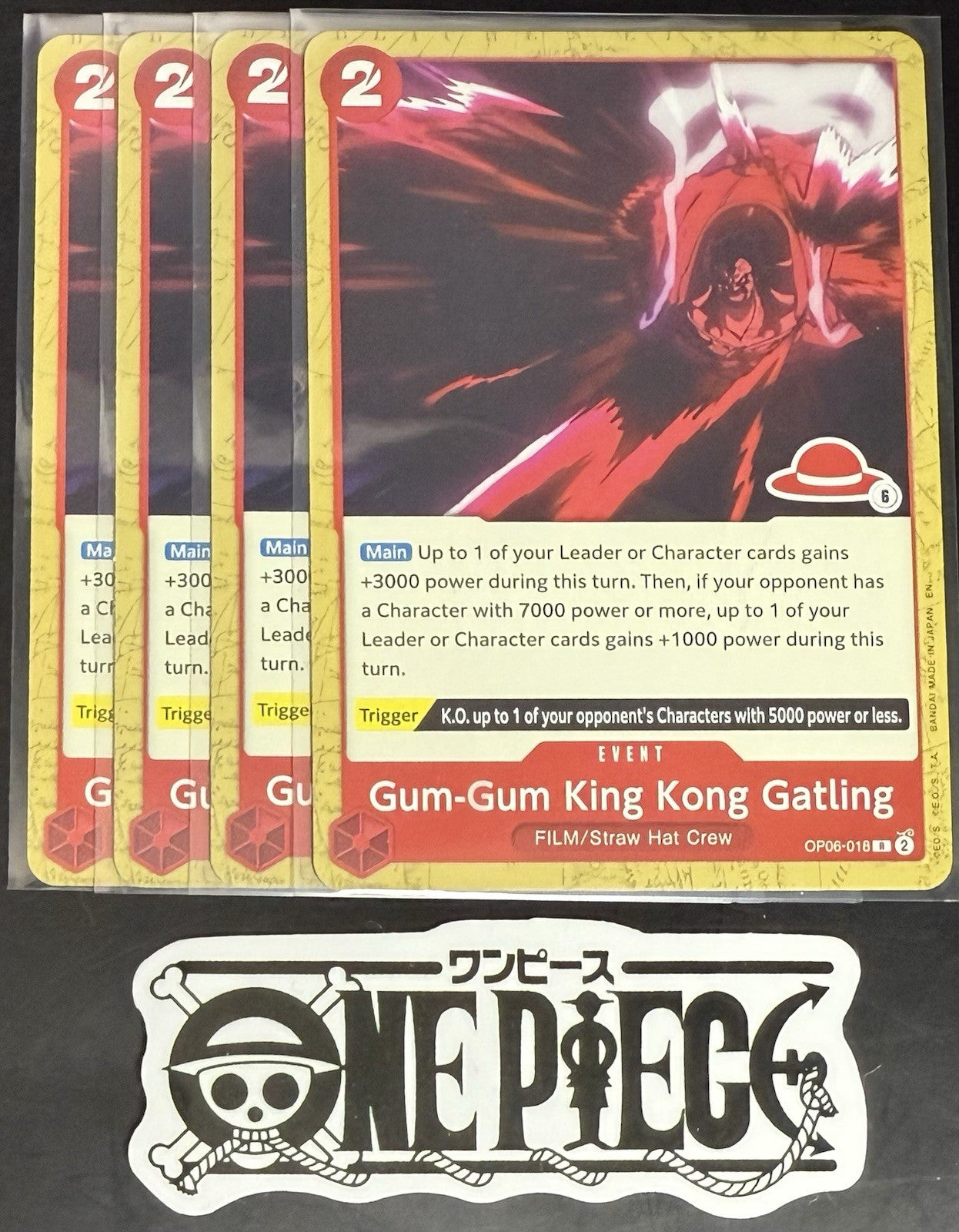 4x One Piece OP06-018 R Gum-Gum King - English - Regular - Play Set - LD01 -NM/M