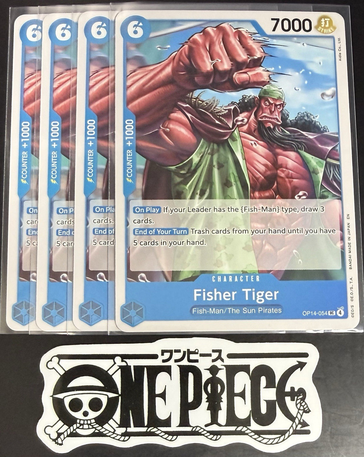 4x One Piece OP14-054 UC - Fisher Tiger - EN - Regular - Play Set - NM/M