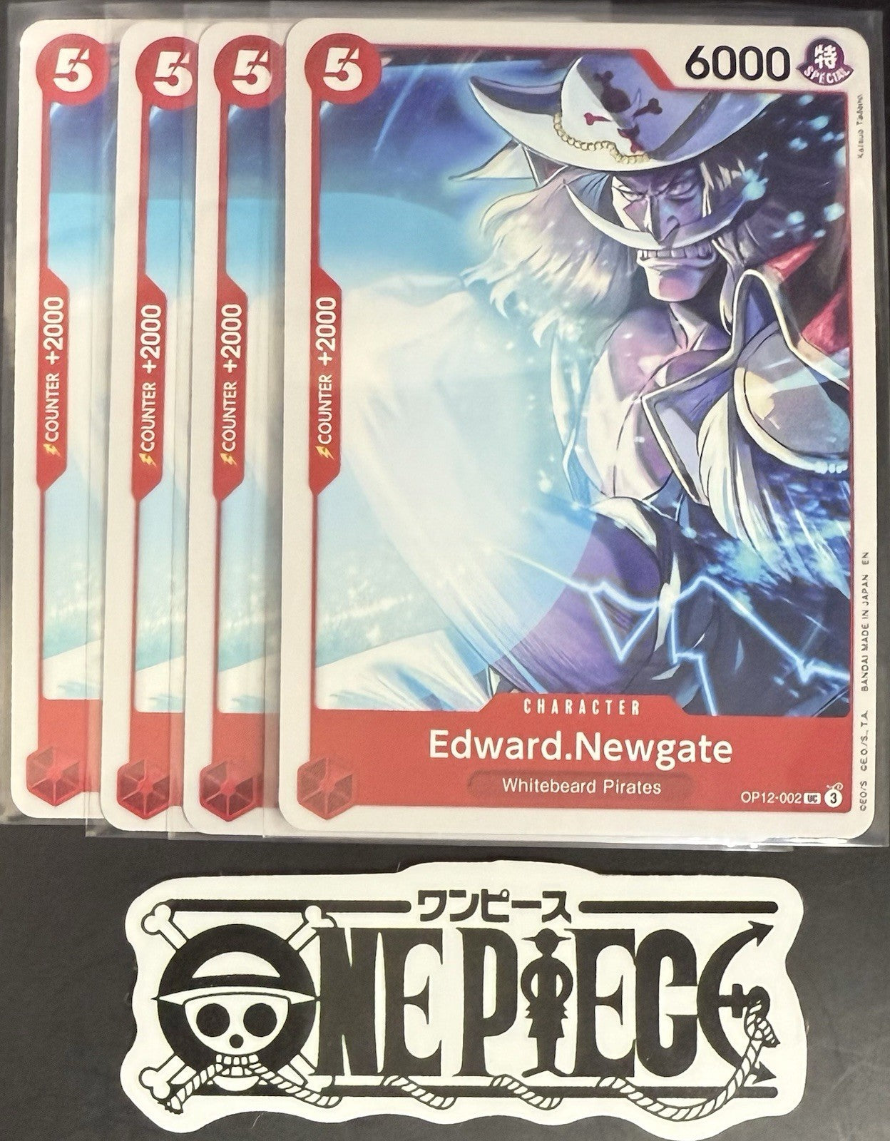 4 x One Piece OP12-002 UC - Edward.Newgate - EN - Regular - Playset - NM/M