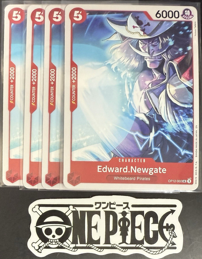 4 x One Piece OP12-002 UC - Edward.Newgate - EN - Regular - Playset - NM/M