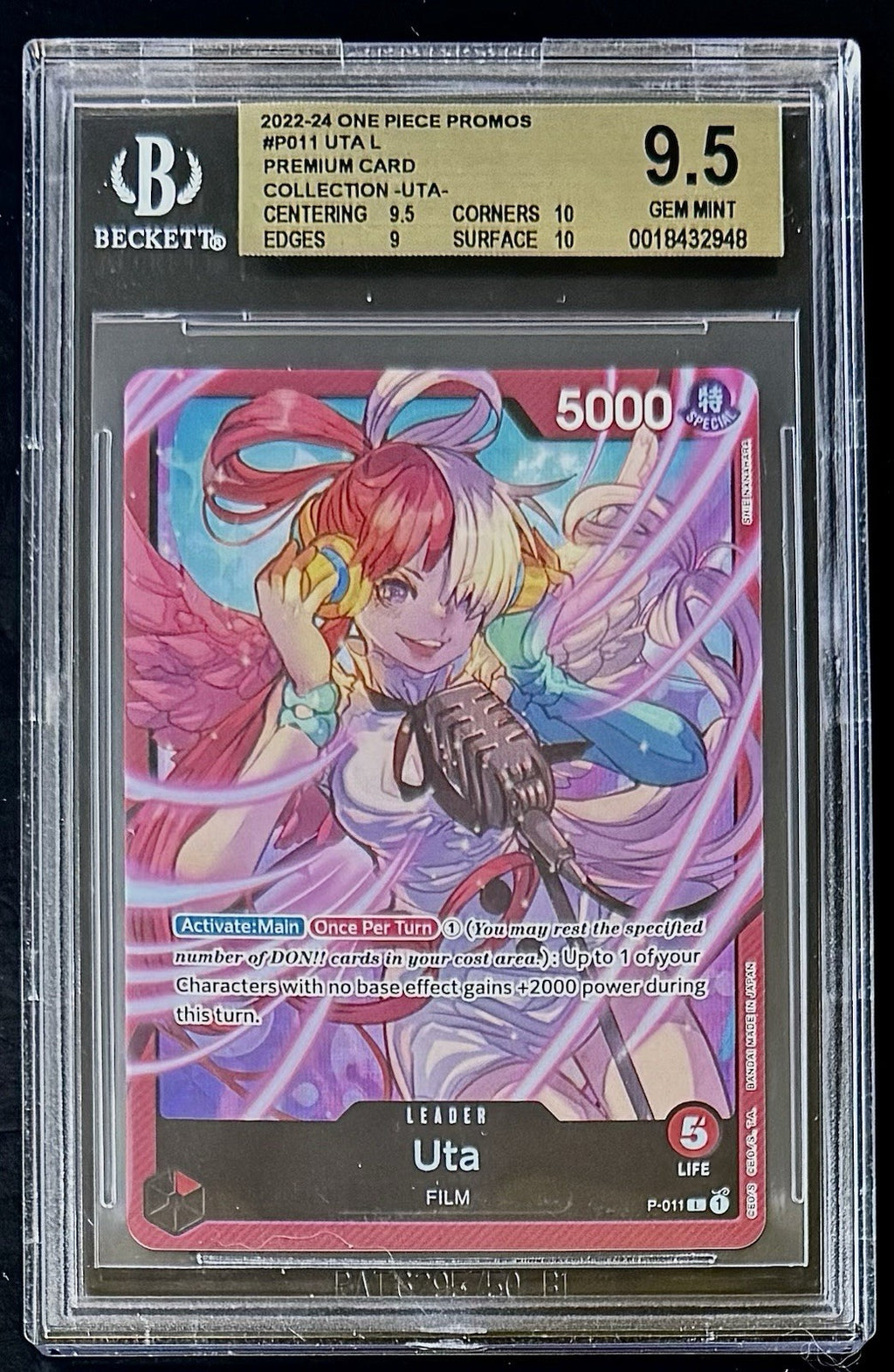 BGS 9.5 One Piece P-011 L - Uta - EN - Foil - Premium Card Collection Uta