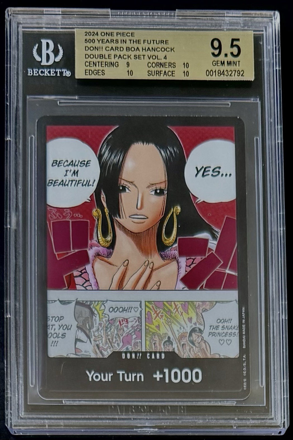BGS 9.5 One Piece OP07 Don!! Card Alt Art - English - 500 Years Future - Graded